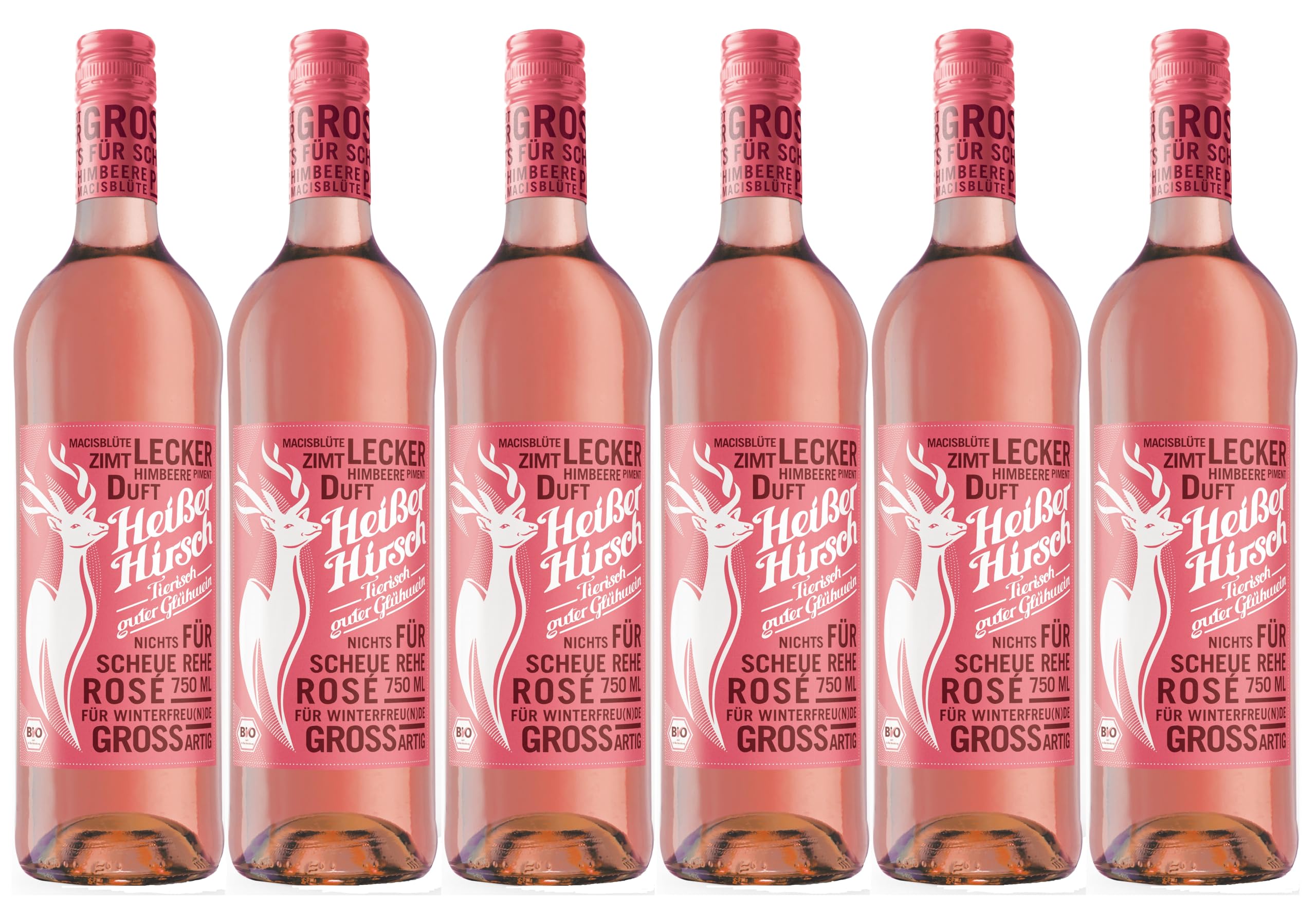 Acht Grad Plus Heißer Hirsch Glühwein, rosé, 750ml, 10,0% Vol. (6x750ml)