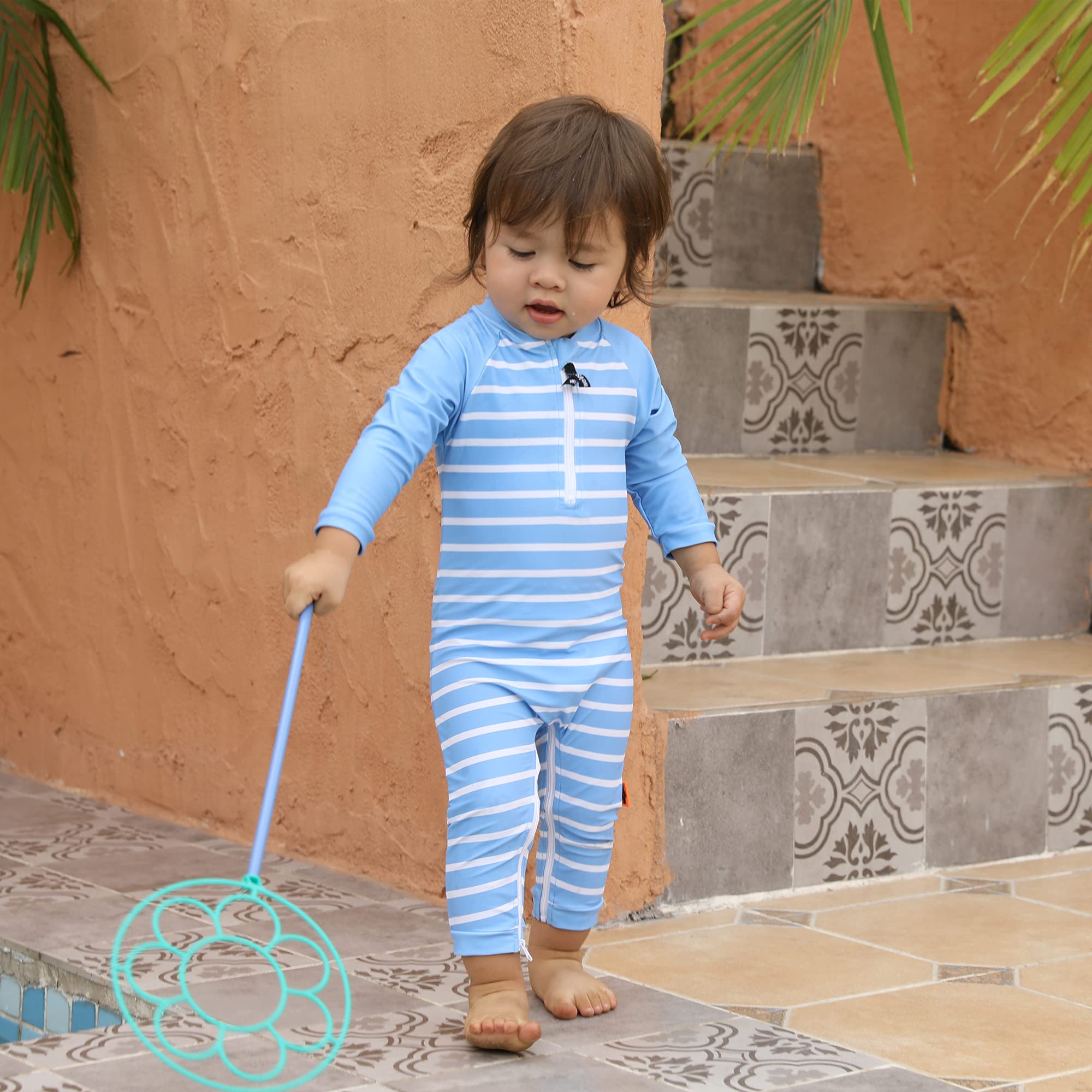 weVSwe Baby Toddler Boy Swimsuit Long Sleeve Baby Swimwear UPF 50+ Sun Protection Rash Guard Swimming Costume with Crotch Zipper 0-3 Years — view 36