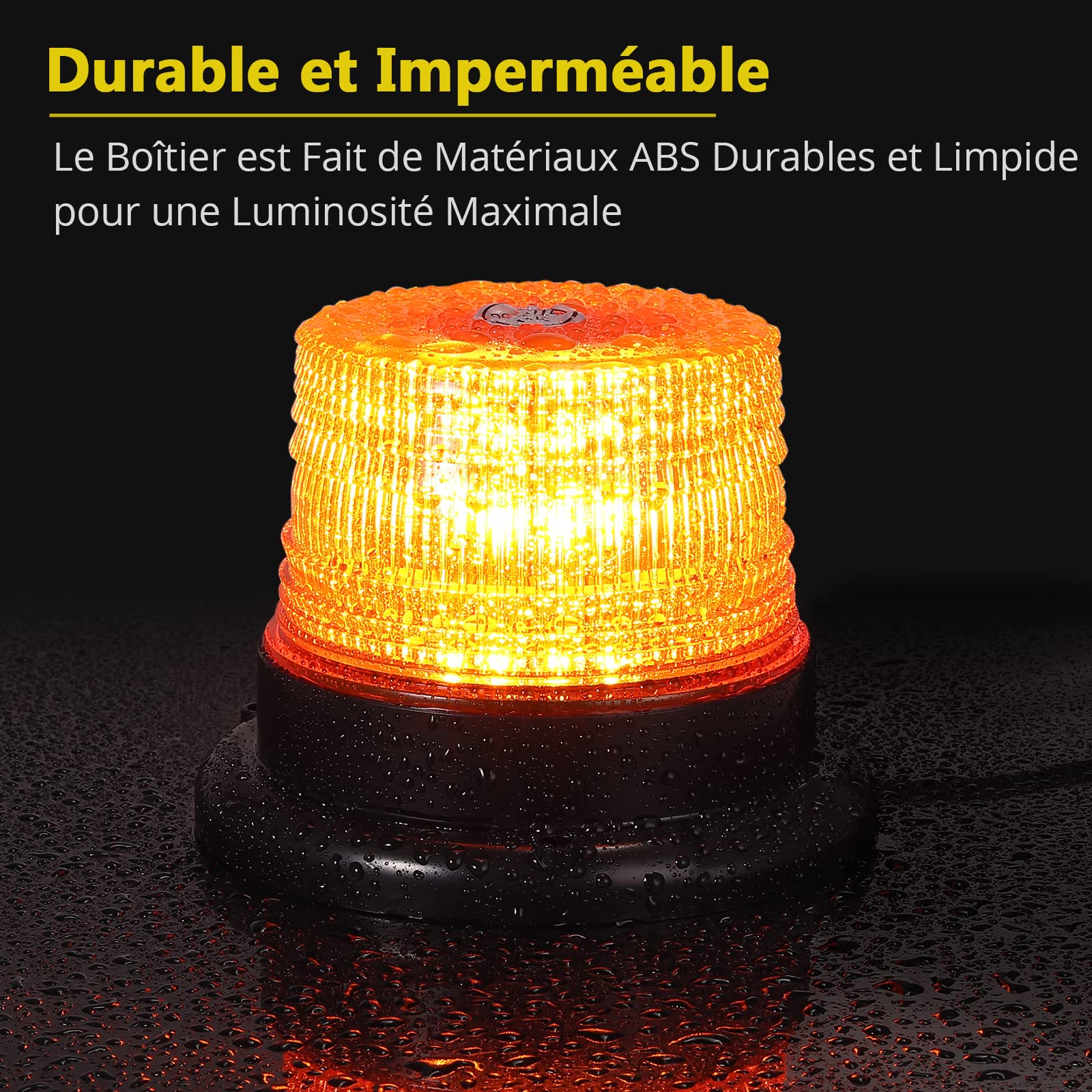 PROZOR Gyrophare Orange 40 LEDs Girophare LED Vehicule 40W 12/24V E-mark Clignotant Magnétique d'Urgence Avertissement Strobe ON/OFF, 7 Modes Flash IP67 Lumière Balise Ambre avec 5M Allume-Cigare