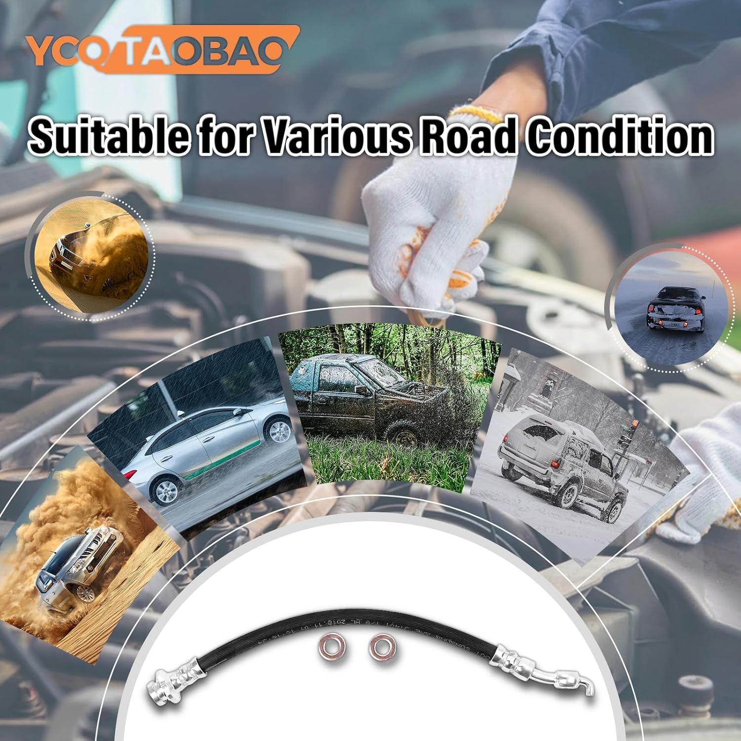 2x Brake Hose Front Driver and Passenger Side Brake Hydraulic Hose Front Brake Lines Hoses Compatible with Ford Fusion 2013-2017 Compatible with Lincoln MKZ 2013-2017