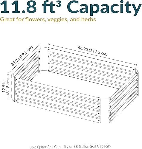 Miniatura 39 de Sunnydaze Cama de jardín de metal elevada de 11.75 pulgadas de alto, cama de jardín elevada galvanizada para exteriores para verduras y flores