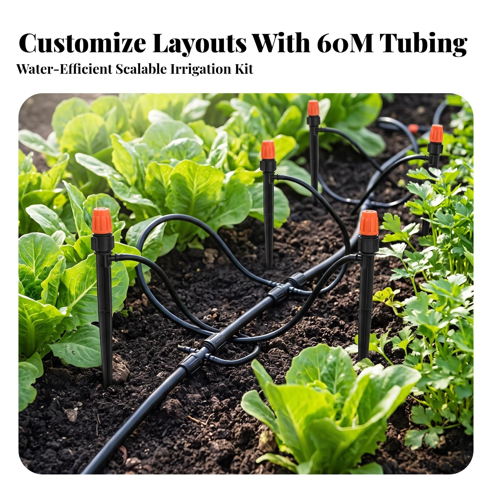 Kit di Irrigazione a Goccia Automatico | Tubo Flessibile in PVC, Kit Irrigazione a Goccia con Nebulizzatori, Senza Elettricità, per, Coltivatori Domestici