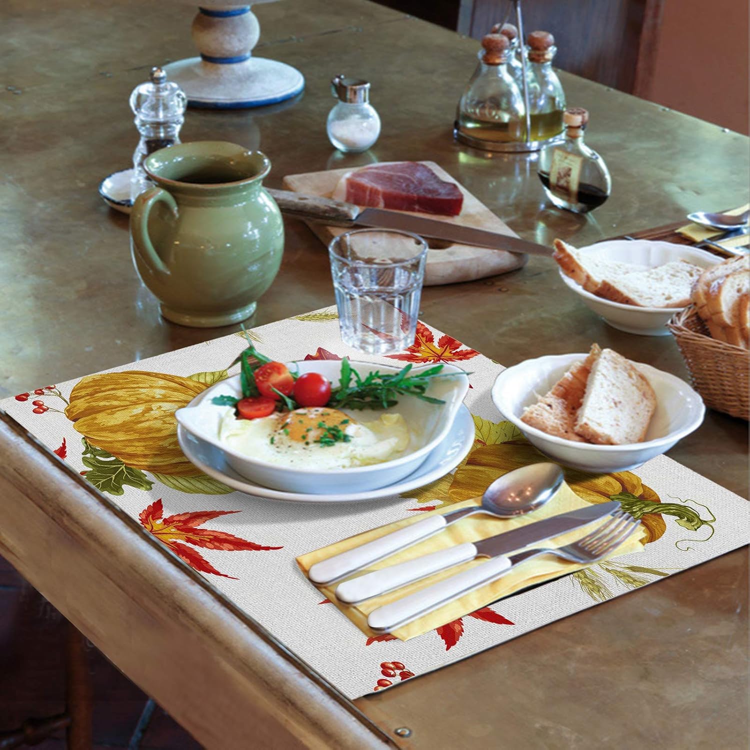 Lіmіtеd Dіѕсоunt Autumn Maple Leaves Pumpkin Placemat Heat Resistant Waterproof Non-Slip Table Mats for Thanksgiving Table mat Fall placemats Set of 6-12.6 x 16.5 🔥 Crаzу Dеаlѕ Autumn Maple Leaves Pumpkin Placemat Heat Resistant Waterproof Non-Slip Table Mats for Thanksgiving Table mat Fall placemats Set of 6-12.6 x 16.5