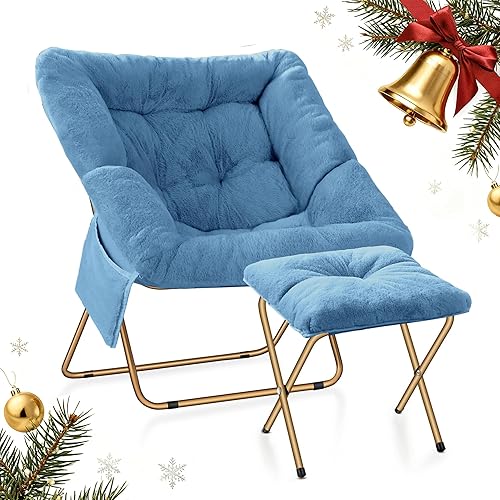 Cómoda silla platillo para adultos, sillas plegables para sala de estar, silla de salón de piel sintética suave para dormitorio, sillas de lectura,