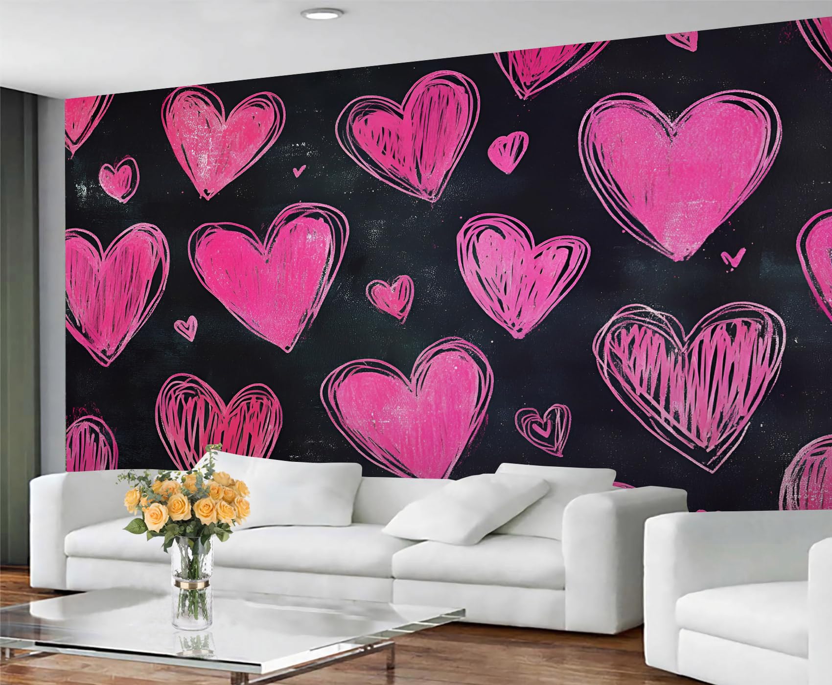 GIVLWF Pink Wallpaper for Bedroom Pink Graffiti Living Room Wallpaper Girls Mural Wall Paper Non Self Adhesive Wall Murals & Home Decor
