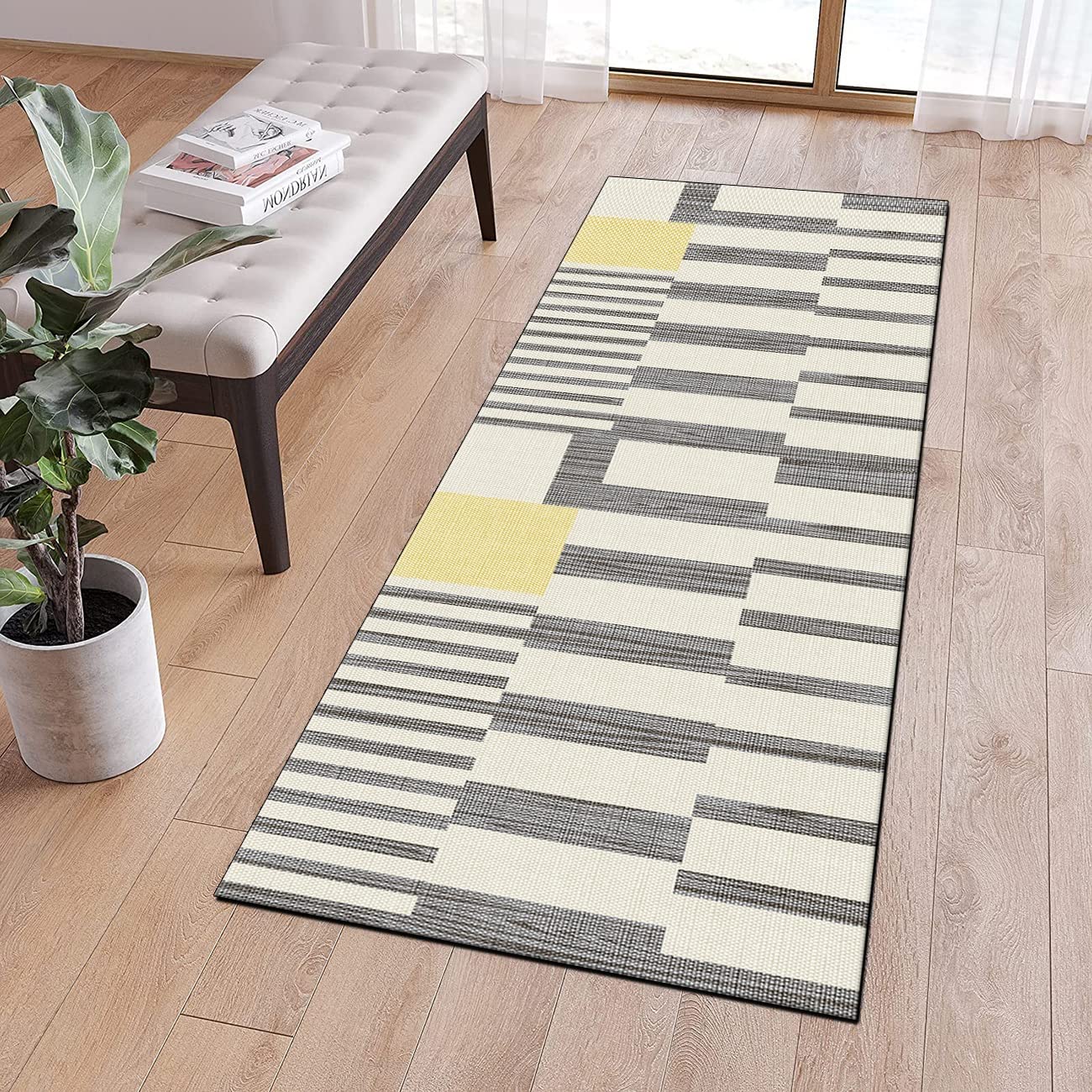 Tapis de cuisine antidérapant patchwork gris beige 120x400 cm