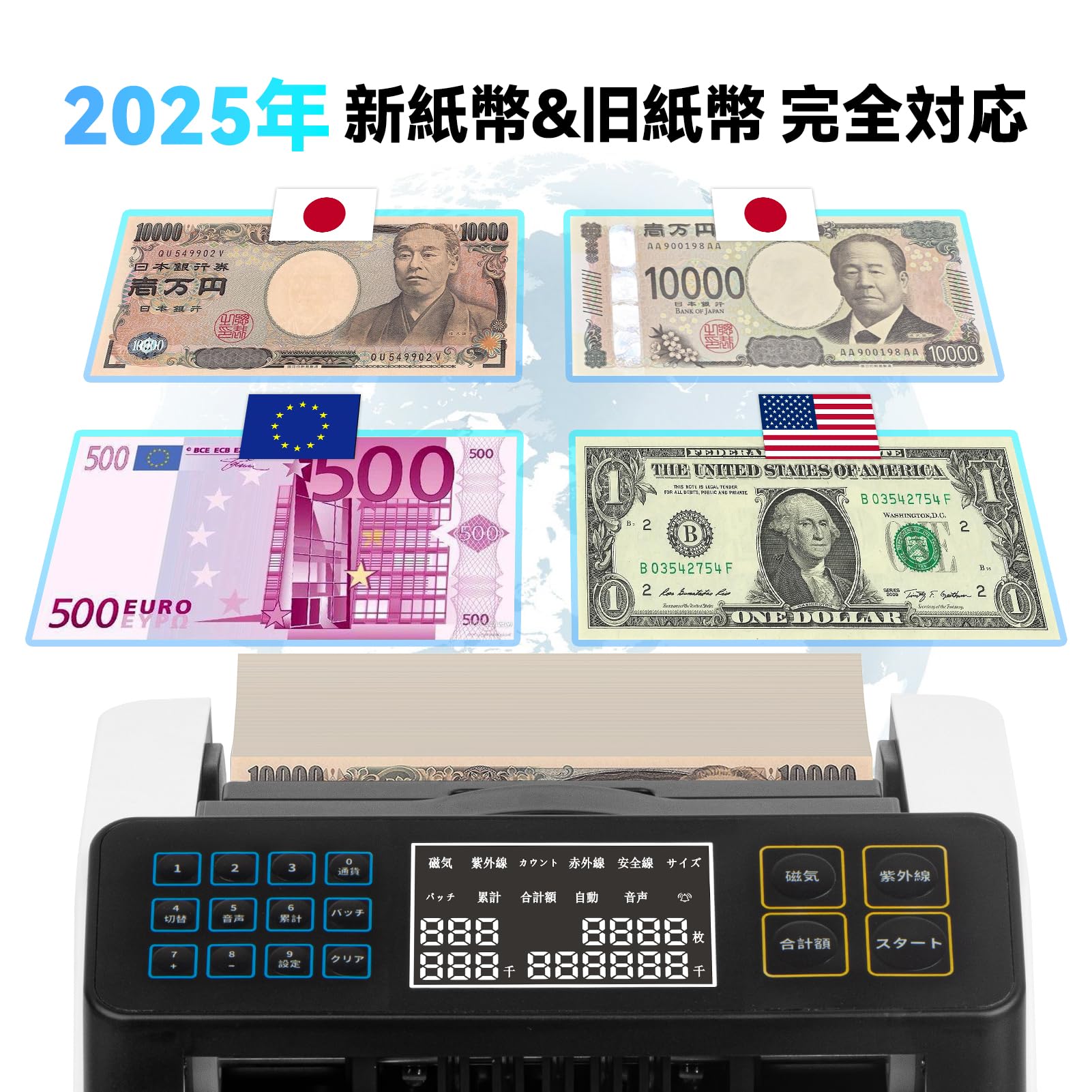 Amazon | 紙幣カウンター【日本専用・2026新紙幣対応】紙幣計数機