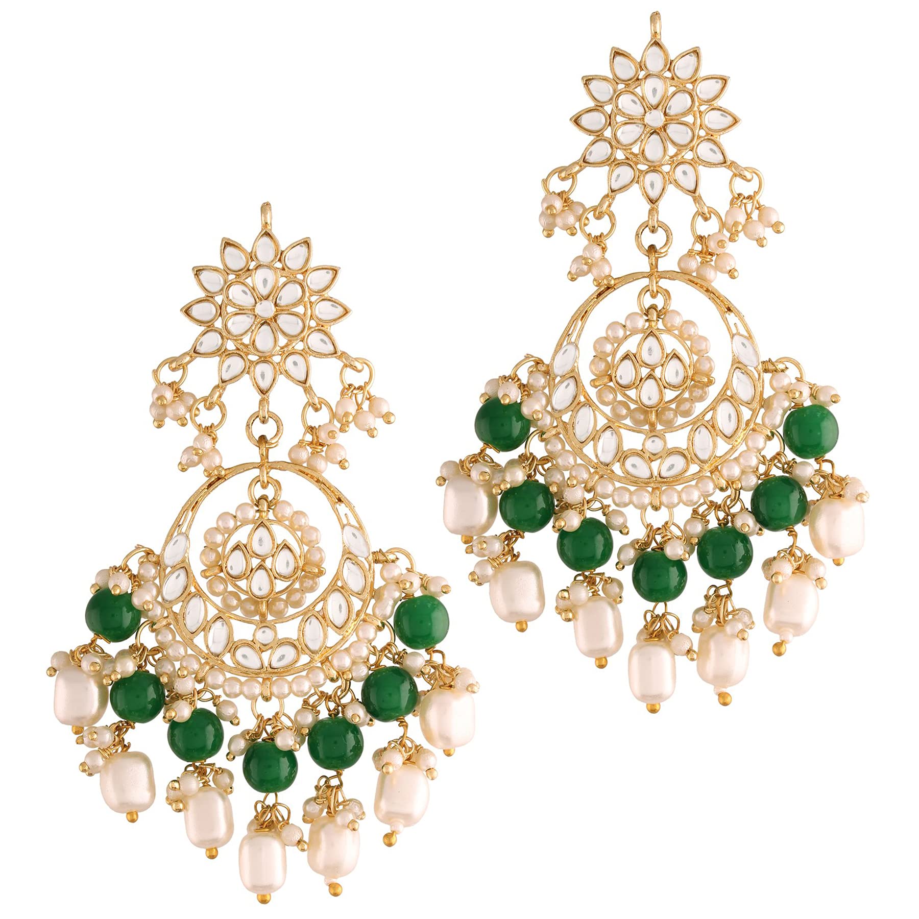 Peora Kundan Pearl Gold Plated Floral Red Chandbali Earrings for Women Long Danglers (B09CMF8MPR) Amazon Price History, Amazon Price Tracker