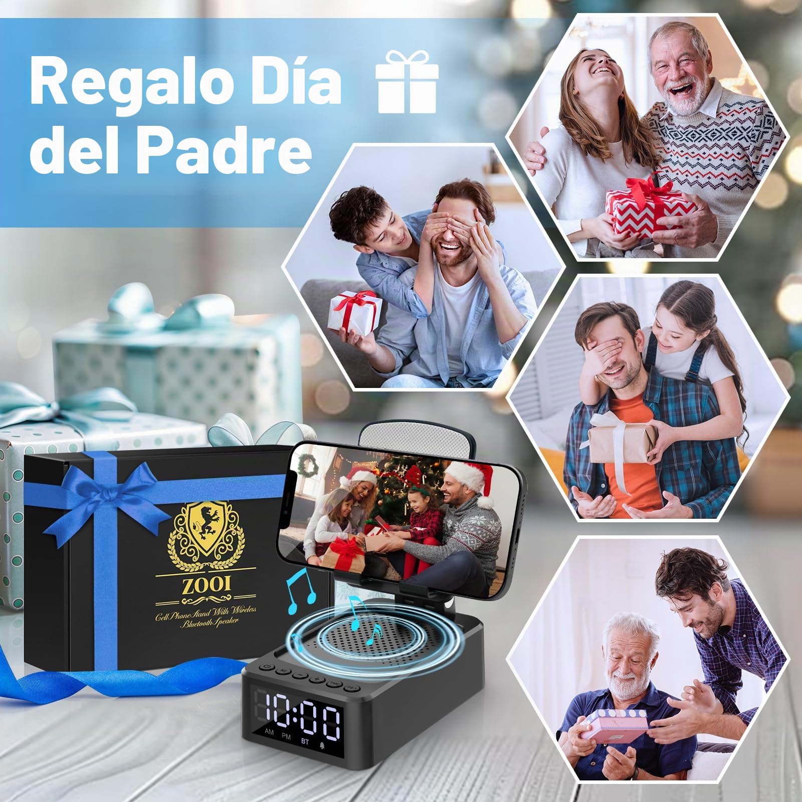 ZOOI Regalos Originales para Hombre, Regalos para Hombre, Altavoz Bluetooth con Soporte para Teléfono, Regalo Padre Original, Regalo Cumpleaños Hombr e, Gadgets Tecnologicos