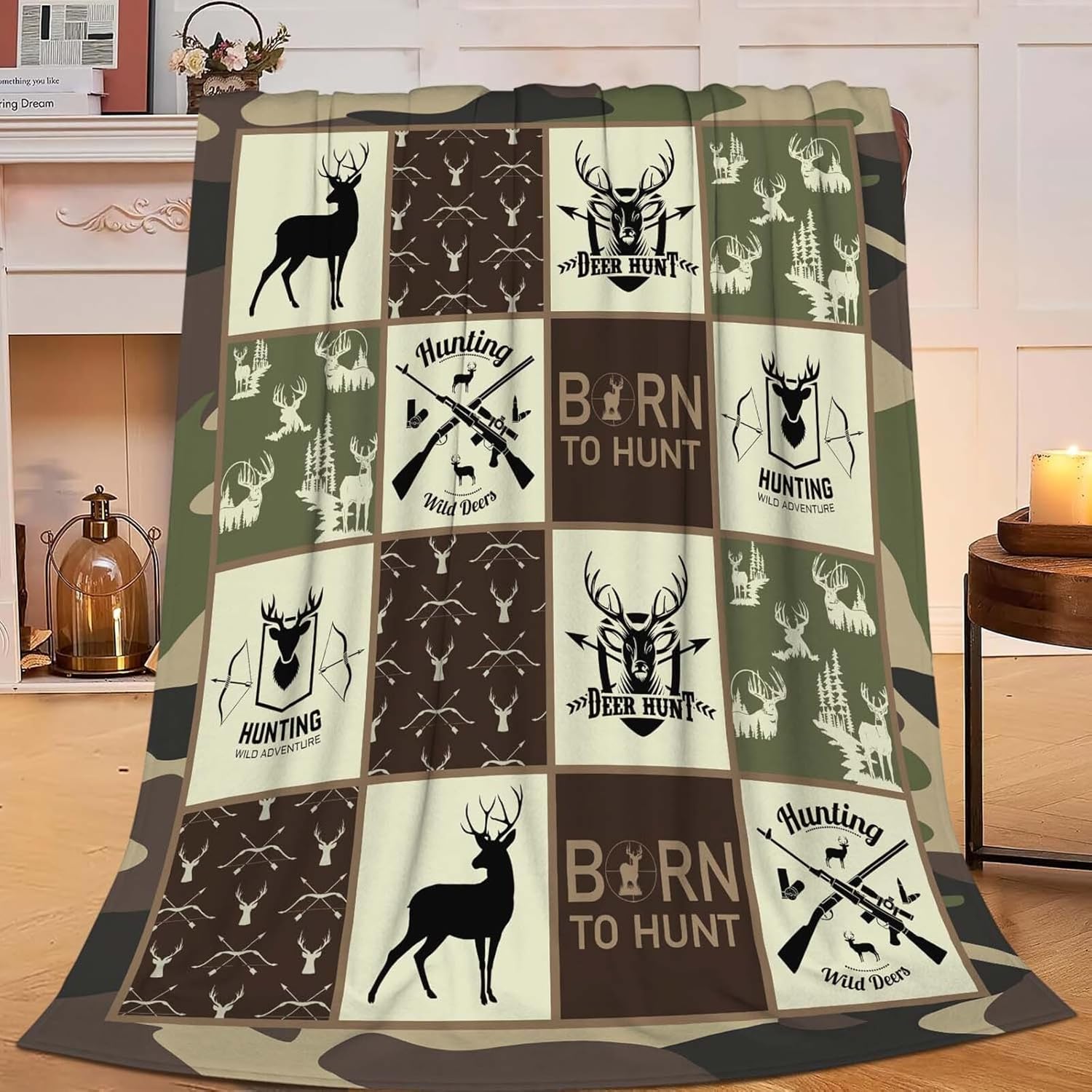 Deer Throw Blanket Hunting Elk Stuff Gifts for Kids Girls Boys Adults Women Man Soft Cozy Warm Plush Fluffy Fuzzy Fleece Blanket Decor 40''X50'' 40''x50'' Camouflage Deer