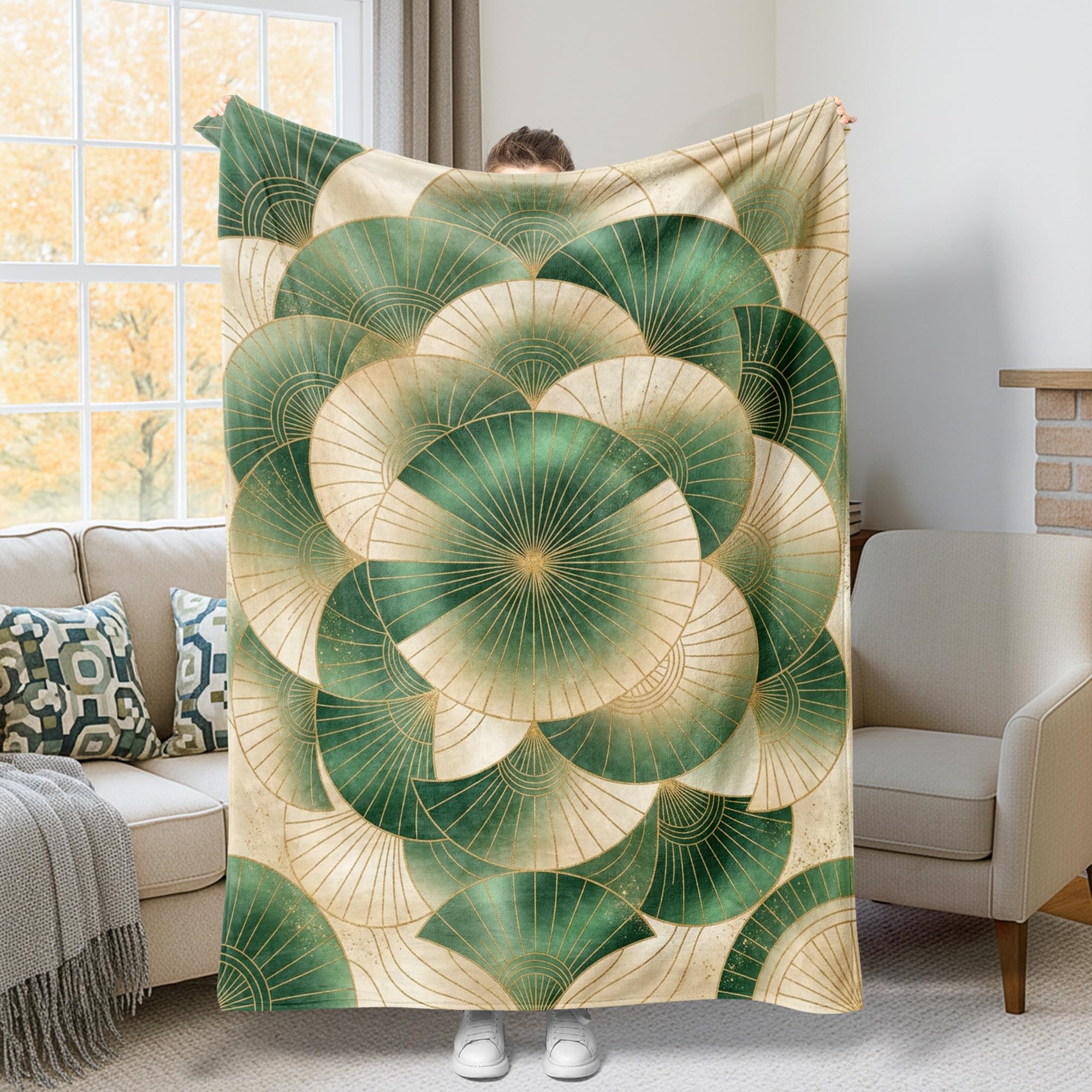 Jeté de lit feuille doux pour des soirées cocooning sur le canapé du salon