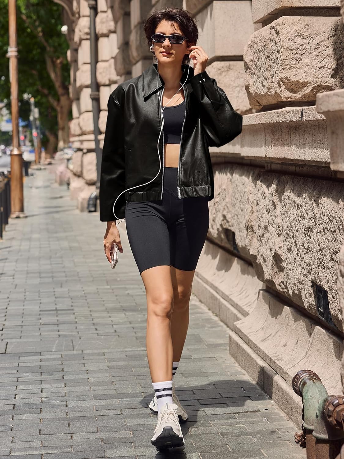 Cicy Bell Womens Faux Leather Bomber Jackets Cropped Motorcycle Casual Coats Fall Trendy Zip Up Outerwear - Image 6