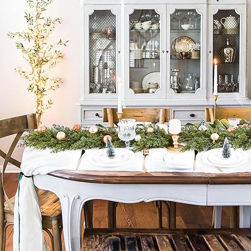 Miniatura 4 de Guirnalda de Navidad de pino de 6 pies, guirnalda de flores artificiales para interiores y exteriores, puerta de jardín, decoración del hogar para