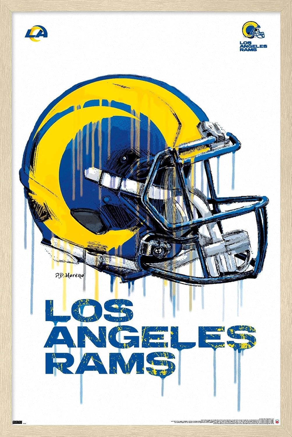 Trends International NFL Los Angeles Rams - Drip Helmet 20 Wall Poster, 22.375" x 34", Barnwood Framed Version
