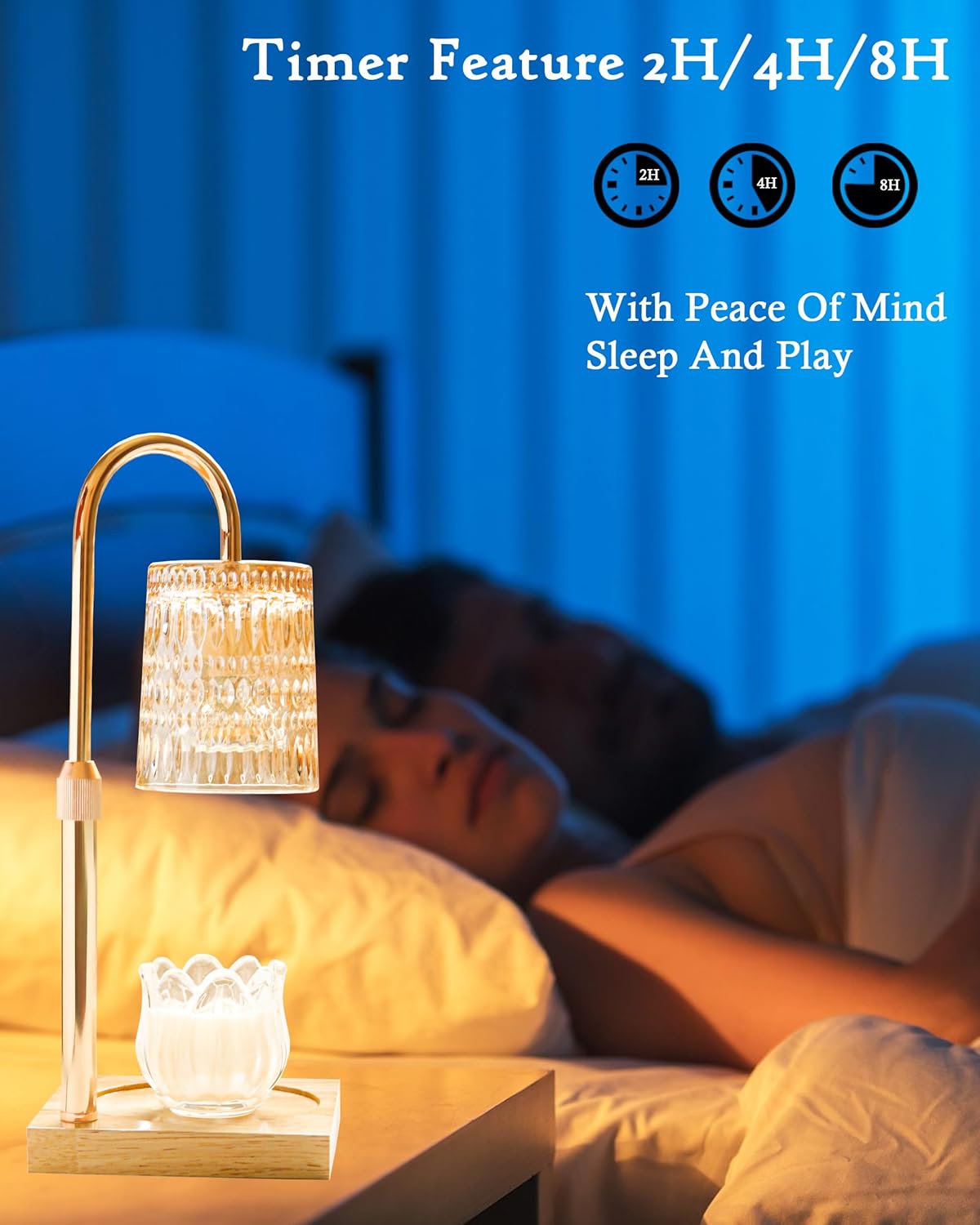 Candle Warmer Lamp with Dimmer & Timer, Brithday Gifts for Mom Women, Adjustable Height Wax Warmer for Jar Candles, House Warming Gifts for New Home Decor,Amber