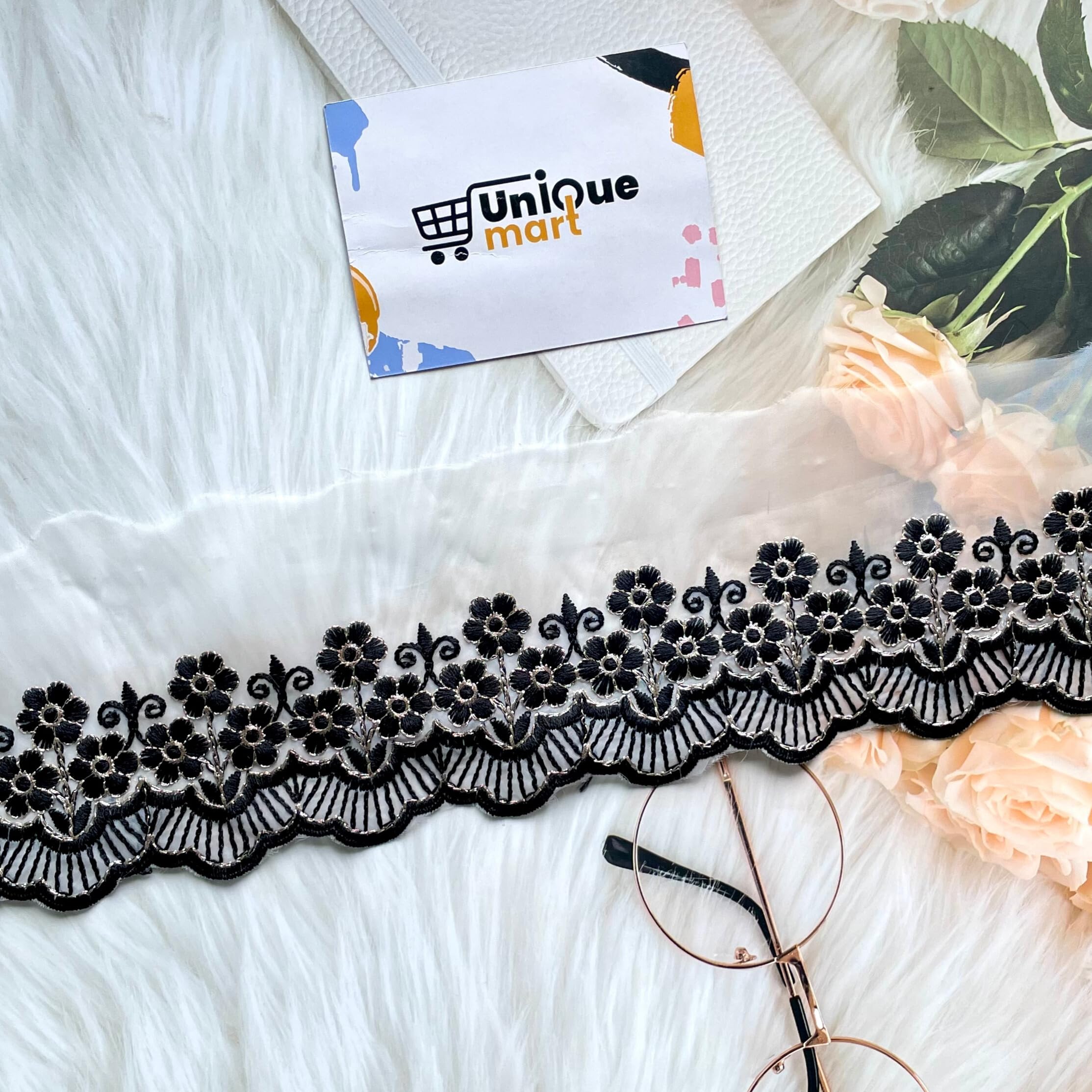 Black Organza Lace Border, Net Lace for Suit, Plazo, Pakistani Suit  (Black/5Meter) : Amazon.in: Home & Kitchen