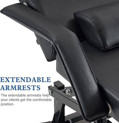 Miniatura 8 de BarberPub Mesa de masaje eléctrica Silla de tatuaje para cliente Silla de masaje ajustable en altura con almohada Reposacabezas Equipo de salón y