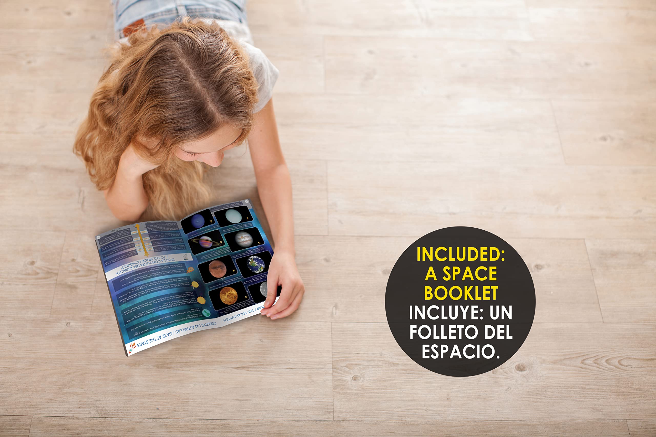 Lexibook, Proyector de planetario 2 en 1 con Constelaciones e imágenes, bilingüe español-inglés, 24 imágenes para Descubrir el Espacio, 2 cúpulas para Constelaciones, Stem, Blanco/Negro, NLJ181i2