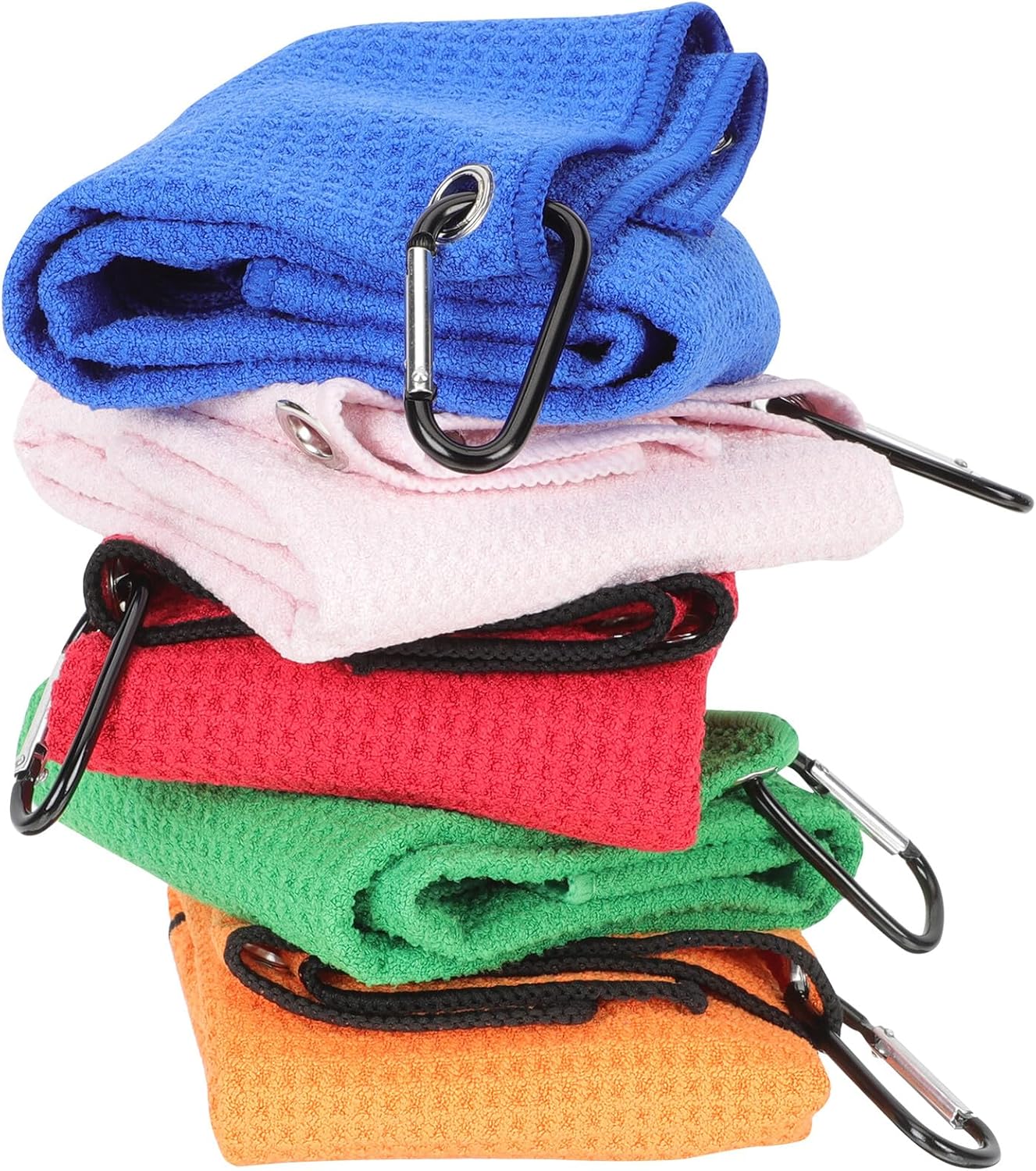 5pcs Microfiber Golf Towels with Buckle Outdoor Sports Wipe Towels for Golf Balls for Men