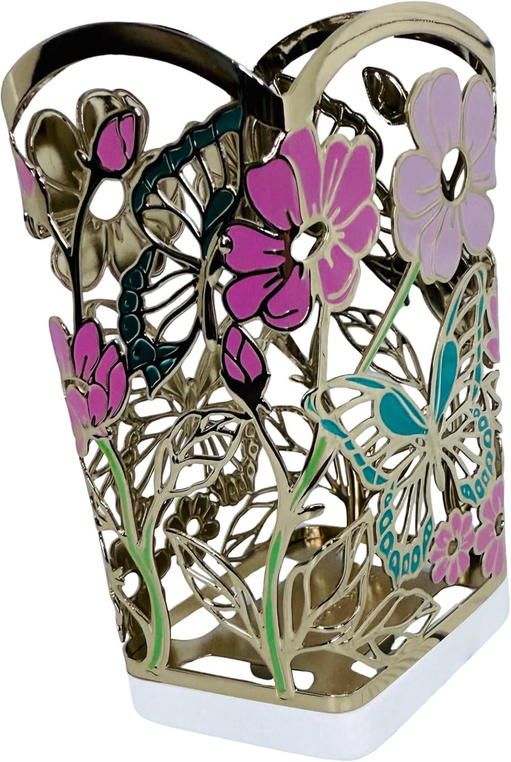 Bath and Body Works Pinks, Teal, Green with Gold Butterflies in The Garden Gentle Foaming Hand Soap Holder