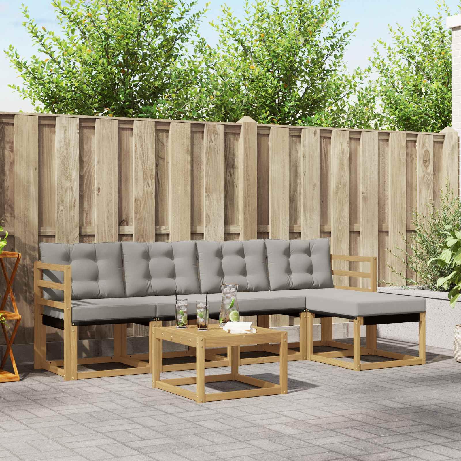 Canapé modulaire d'extérieur en acacia résolvant le manque d'espace