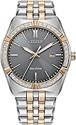 Citizen Men's Eco-Drive Corso Diamond Bezel Watch, Two-Tone Stainless Steel Bracelet Watch, 3 Hand, Date