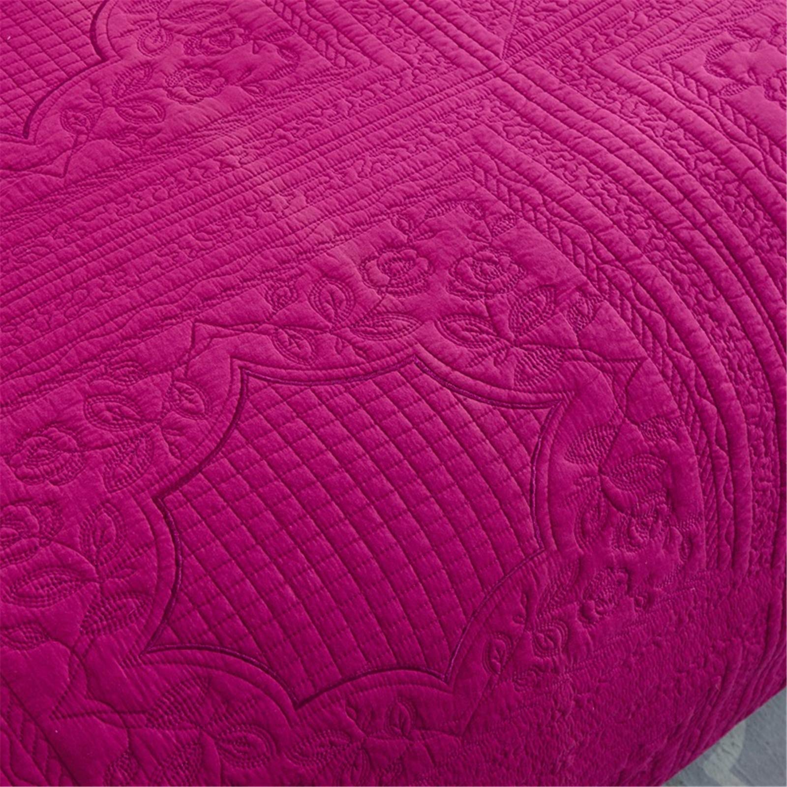 Quilt 3-teilige Tagesdecke Kinder-Baumwollbett-Fördersteppdecke Patchwork-Tagesdecke Quadratische Stickerei Sommerdecke für Doppelbett mit 2 Kissenbezügen,Rose Red,230 * 250CM Little Surprise