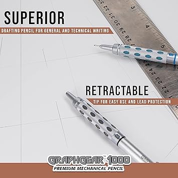 Pentel GraphGear 1000 Mechanical Pencil, (0.5mm) Point Size, Black Barrel, 1 Each (PG1015A)
