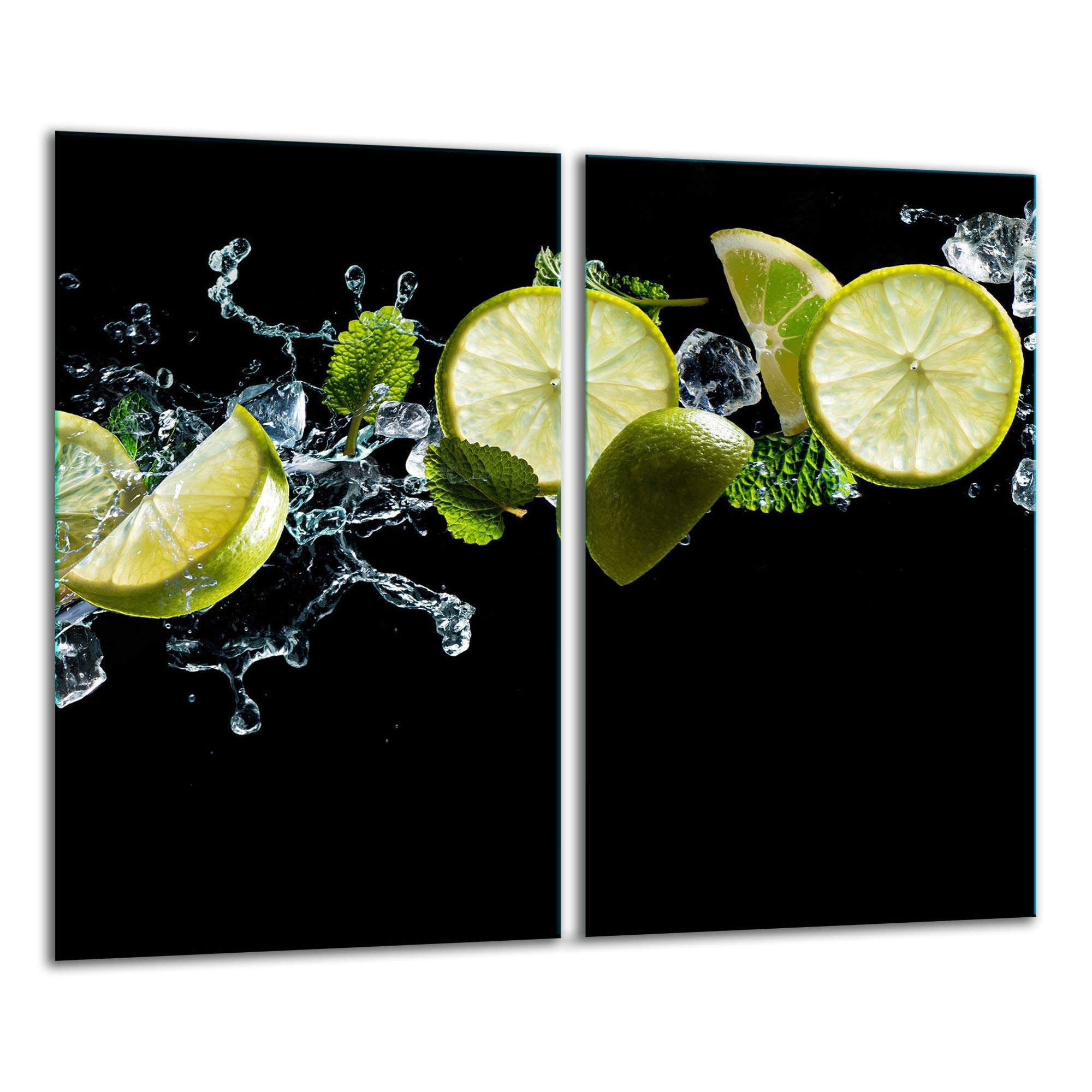 TMK - Plaque de protection universelle pour plaque de cuisson 2 x 30 x 52 cm Pour plaques de cuisson Protection contre les éclaboussures Planche a découper en verre trempé Décoration, noir citron