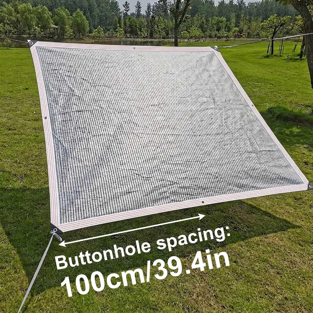 Telo riflettente in alluminio e tessuto 80% UV, con occhielli per auto, giardini, terrazze, uso esterno (1 x 9 m), leggero, versatile