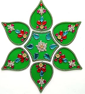 Handmade Acrylic Rangoli For Floor Decorations Diwali Rangoli/Floor Acrylic Rangoli/Home Decor/Gift for Home/Indian Festival Wedding Party Decoration/Gudi Padwa Green Small Modak C