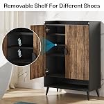 Tribesigns Cabinet de chaussures avec portes, 7-Tier Armoire de rangement de chaussures avec étagères réglables, rack de chaussures en bois Organisateur de rangement des chaussures pour entrée, hall, placard, salon, brun rustique