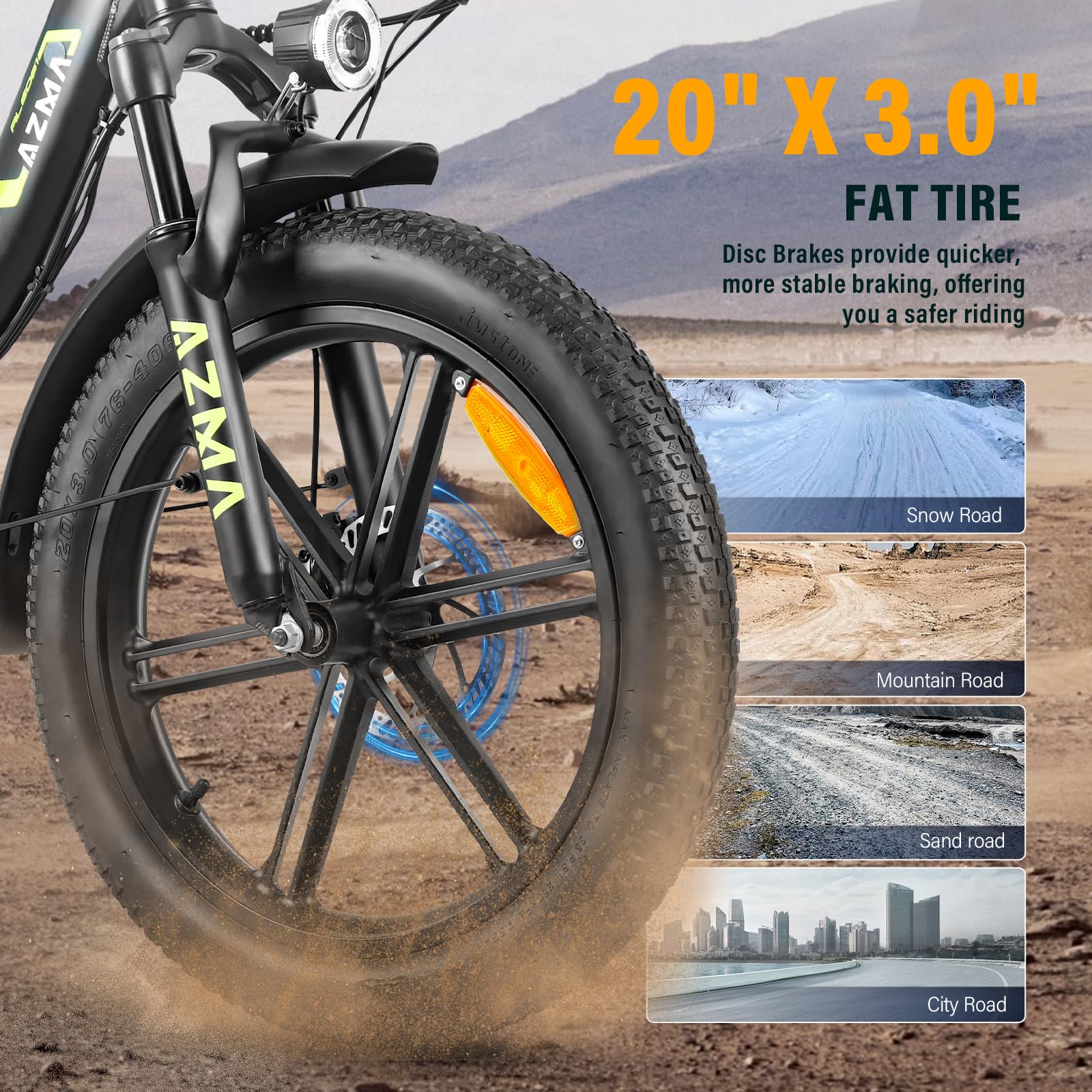 AZMA F1 Bici Eléctrica Plegable, 36V20.8AH(748.8WH) Batería Extraíble,Bicicleta Eléctrica para Adultos con Alcance 150KM, 20“ * 3.0” Fat Tyre E-Bike para Viajeros Urbanos