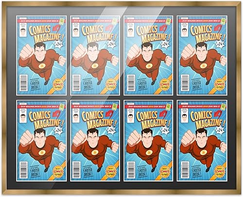 Miniatura 28 de Poster Palooza Marco de cómic con paspartú para 4 cómics de la era actual publicado después de 1985, marco de cómic negro para cómics de 6.875 x