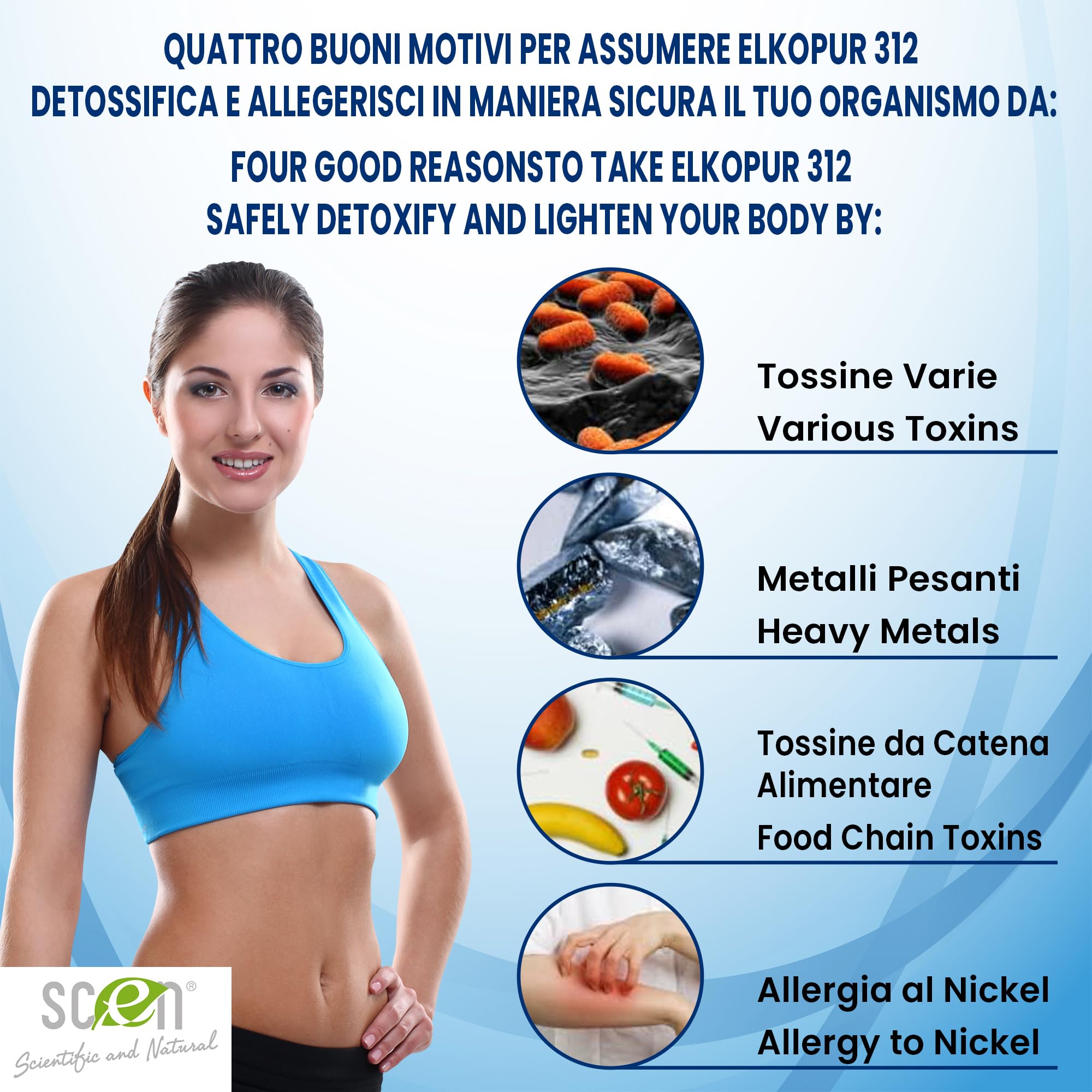 SCEN Elkopur312 - Zeolite Pura Attivata - 60 Capsule - 30 Giorni Di Trattamento Detox, Dispositivo Medico Classe 2A, Fiscalmente Detraibile,