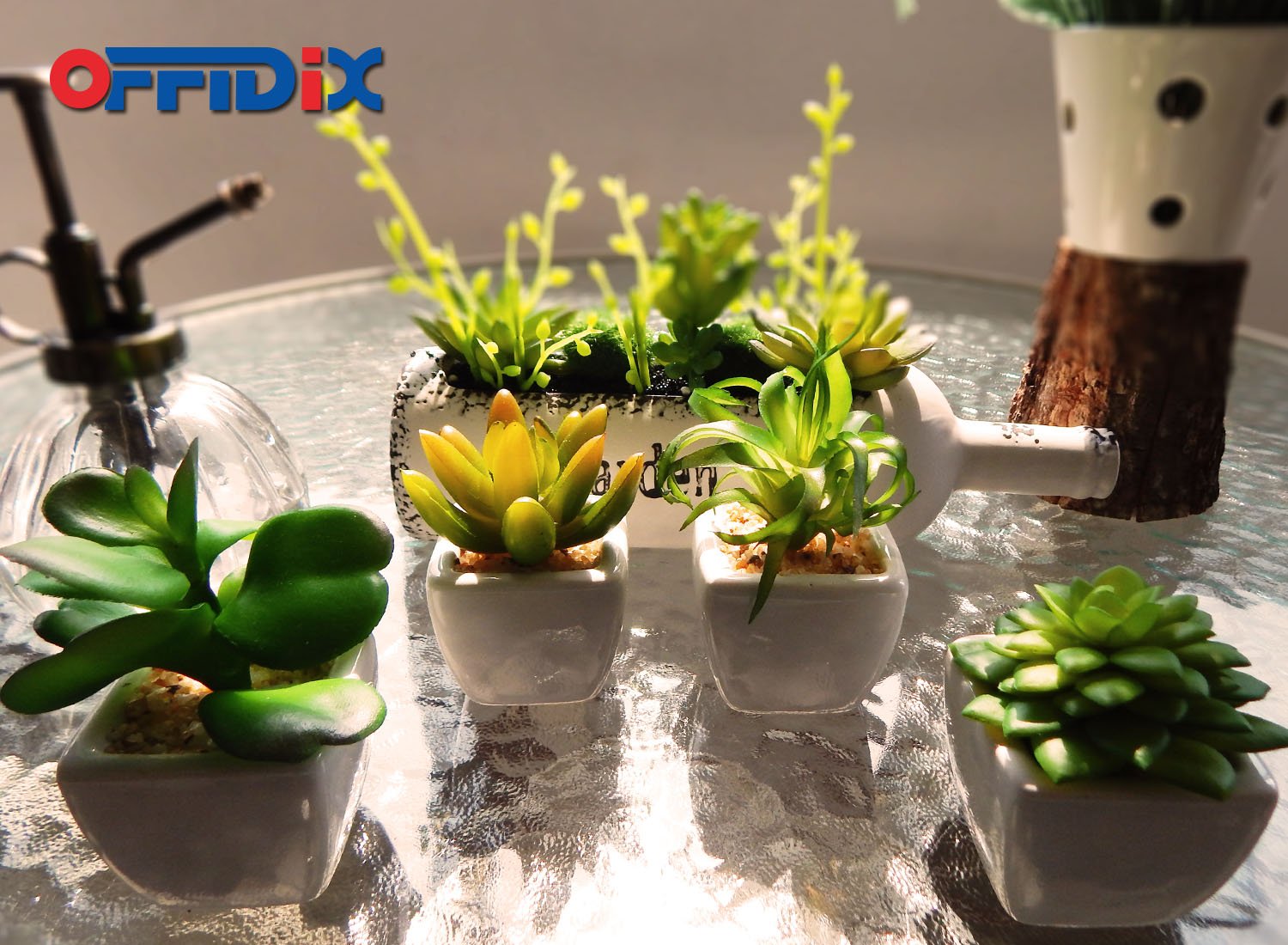 4 Plantes Artificielles En Pot - 23 Cm, Plastique Résistant UV - Déco Bureau, Maison, Balcon, Sans Entretien - 11