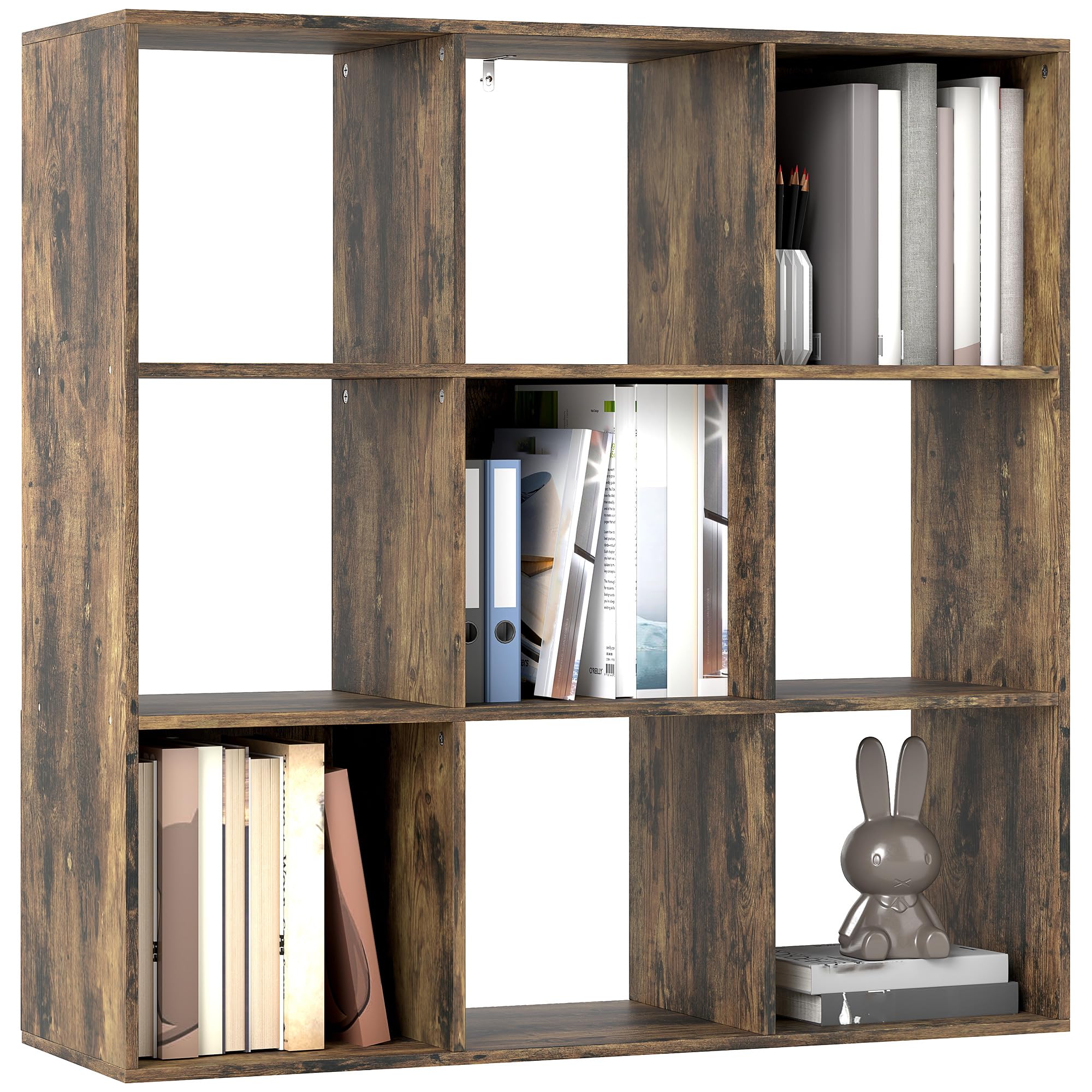 Homcom Unisex Brown 9 Cube Storage Unit Cabinet Bookcase Display Shelves In