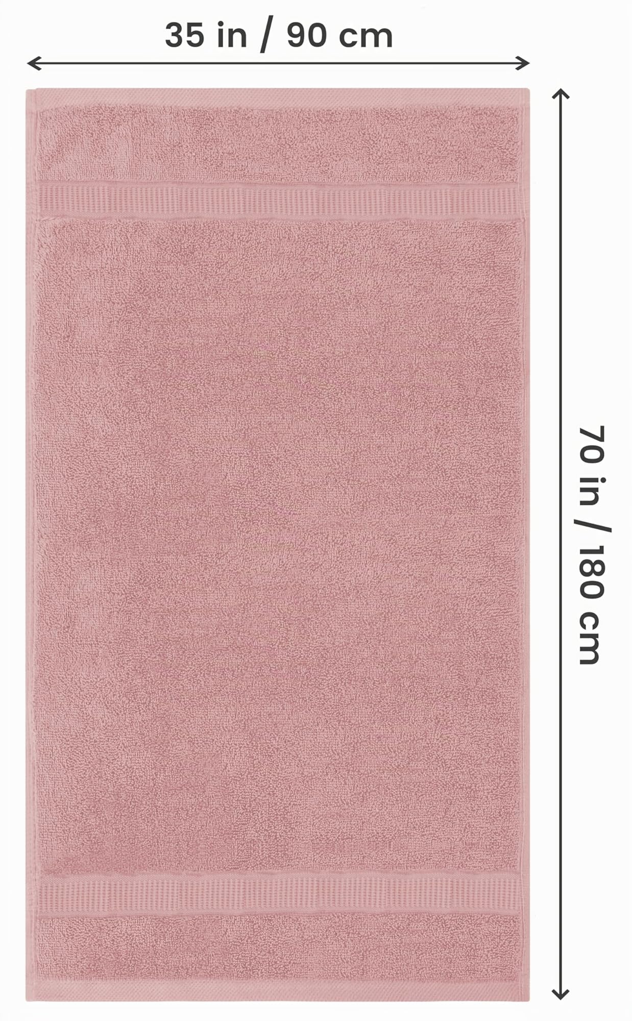 Utopia Towels - 2er Badetücher Groß aus Baumwolle mit Aufhänger, Saunatücher,Badehandtücher Groß, Handtücher 90 x 180 cm (Staubrosa)