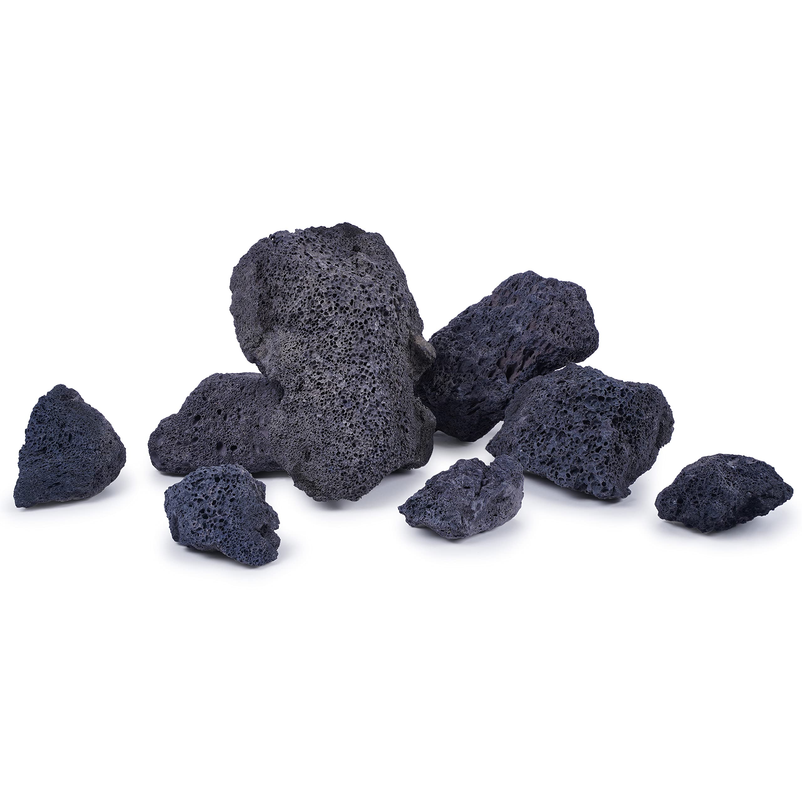 Landen Pierres de Lave Noires pour terrariums, paludarium, vivariums, Reptiles et Amphibiens (7,3 kg, 7,6 à 25,4 cm