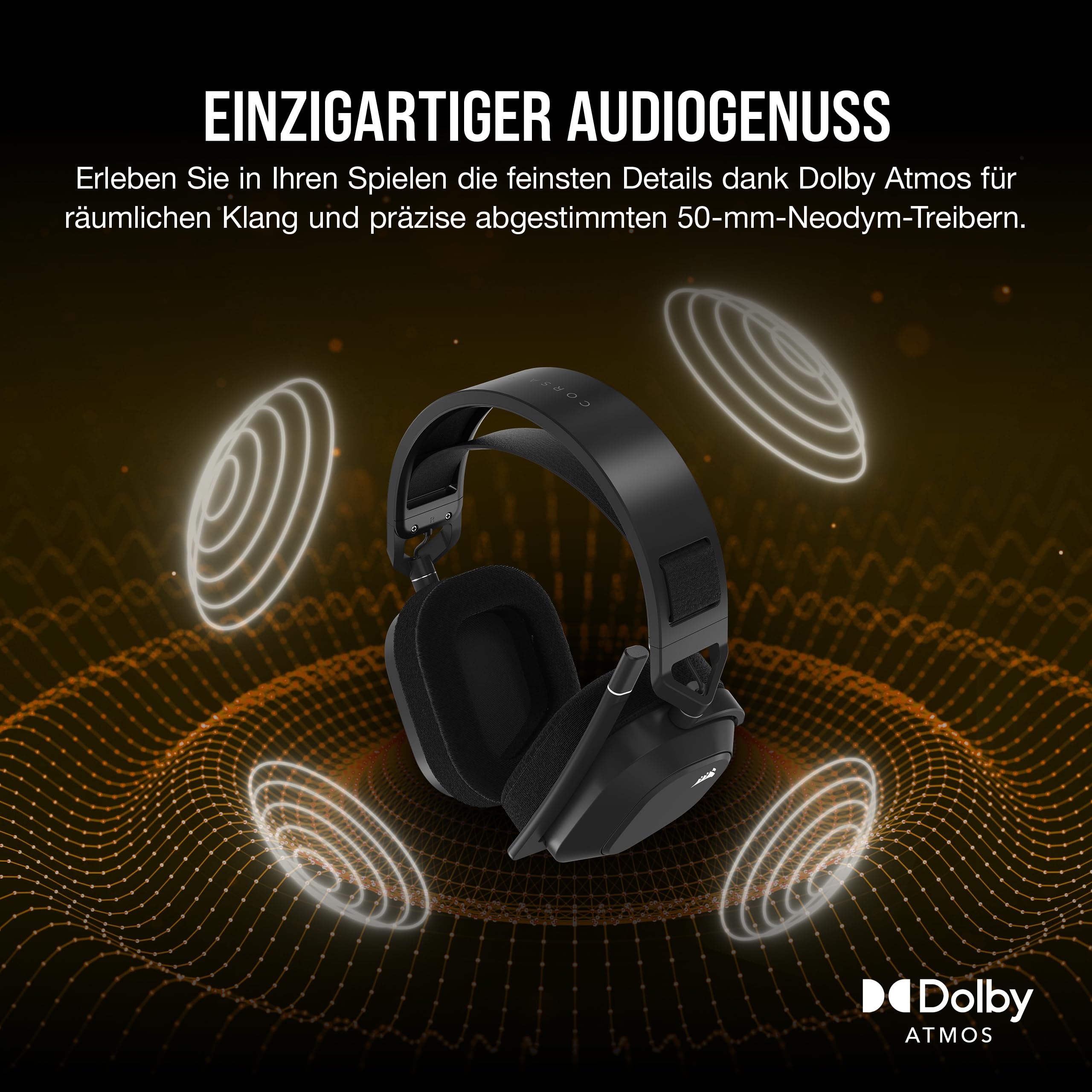 CORSAIR HS80 MAX WIRELESS Multiplattform-Gaming-Headset Mit Bluetooth – Dolby Atmos – Omnidirektionales Mikrofon – iCUE-Kompatibel – PC, Mac, PS5, PS4, Switch, Mobil – Stahlgrau