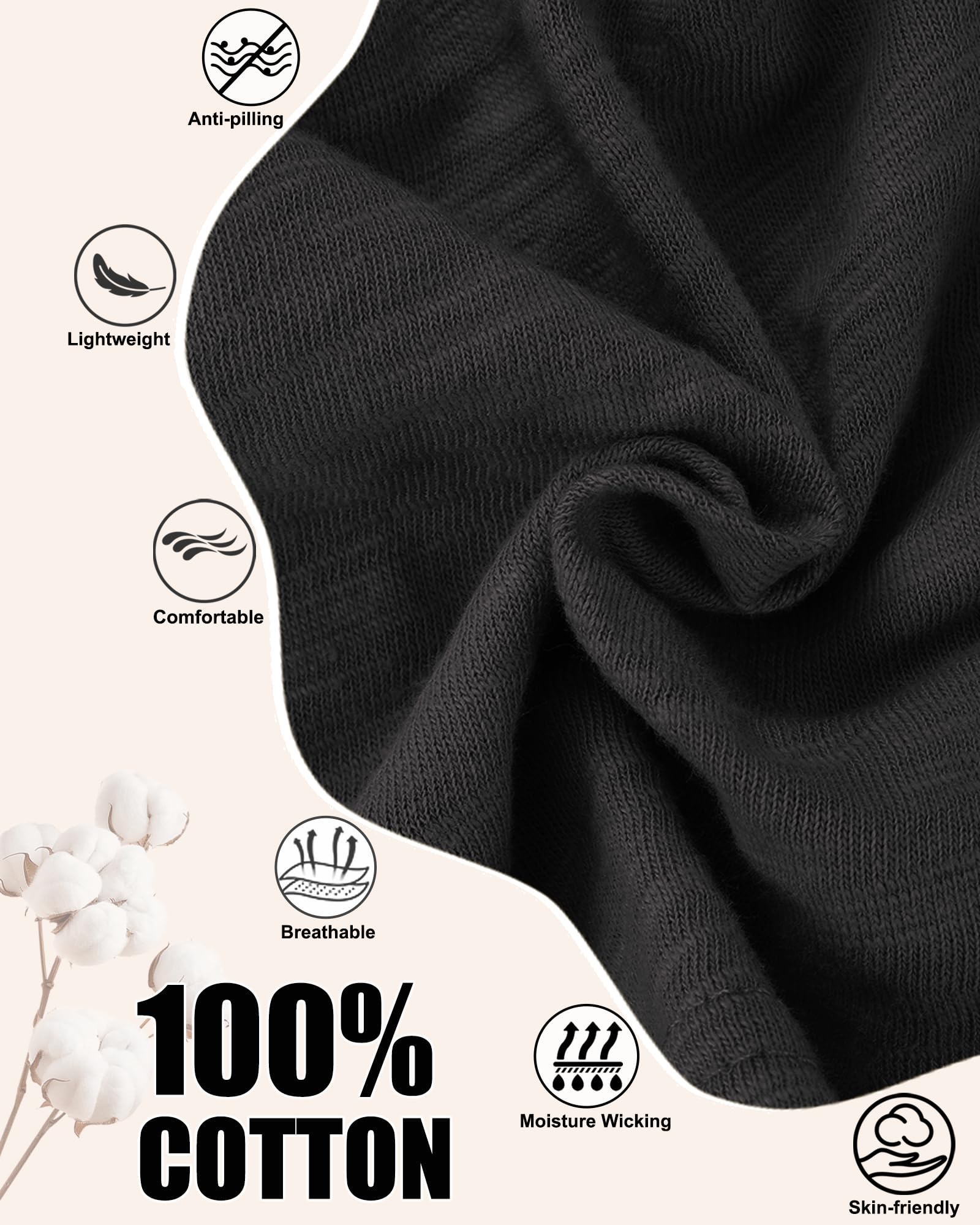 Simapu 100% Cotton Beanie for Men Women, Thin Slouchy Beanies Lightweight Chemo Skull Cap Daily Summer Hat Oversize Headwear — view 2
