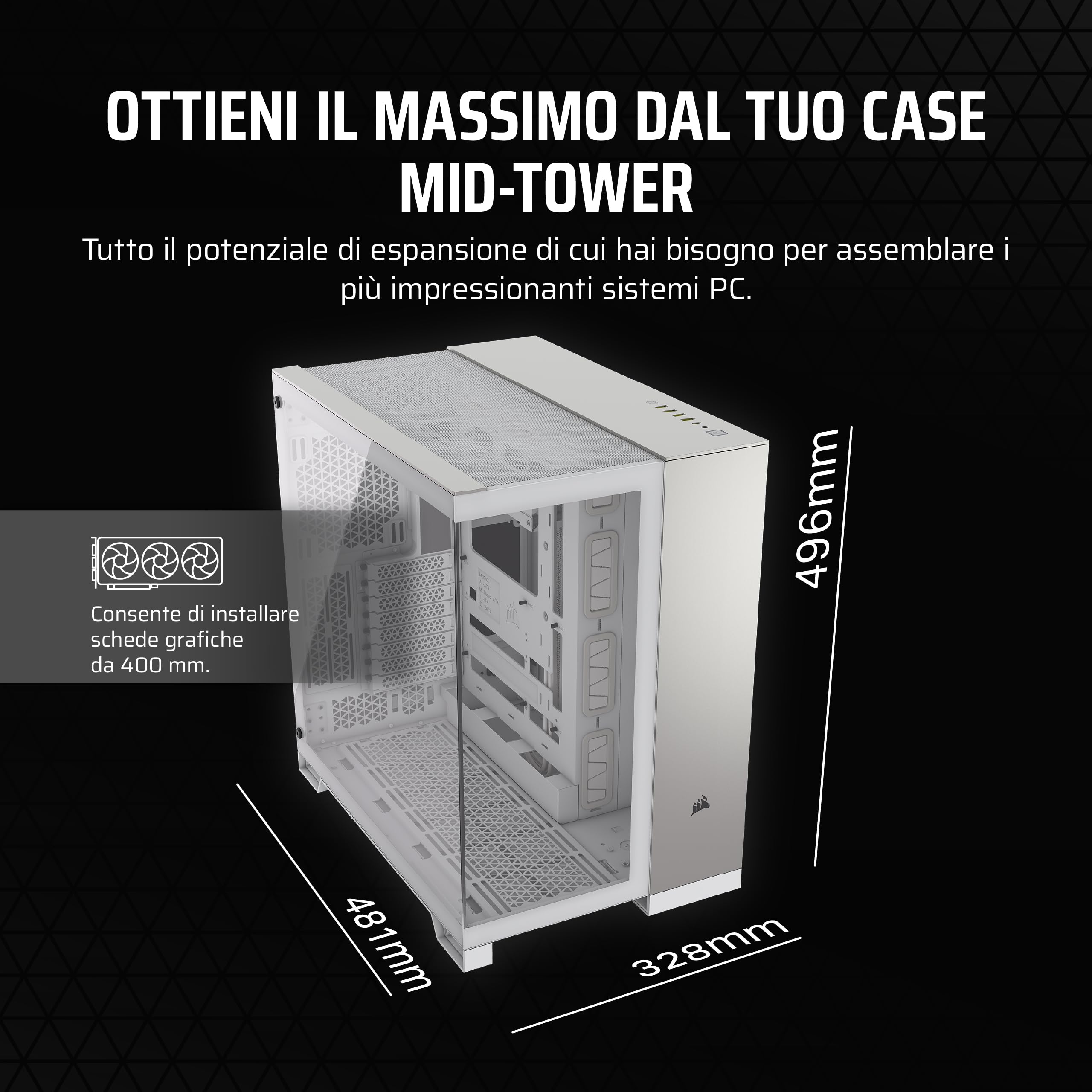 CORSAIR 6500X Mid-Tower ATX Case per PC a Doppia Camera - Vetro Temperato Panoramico - Compatibile con Scheda Madre a Connessione Inversa - Nessuna Ventola Inclusa - Bianco/Alluminio Grigio Satinato
