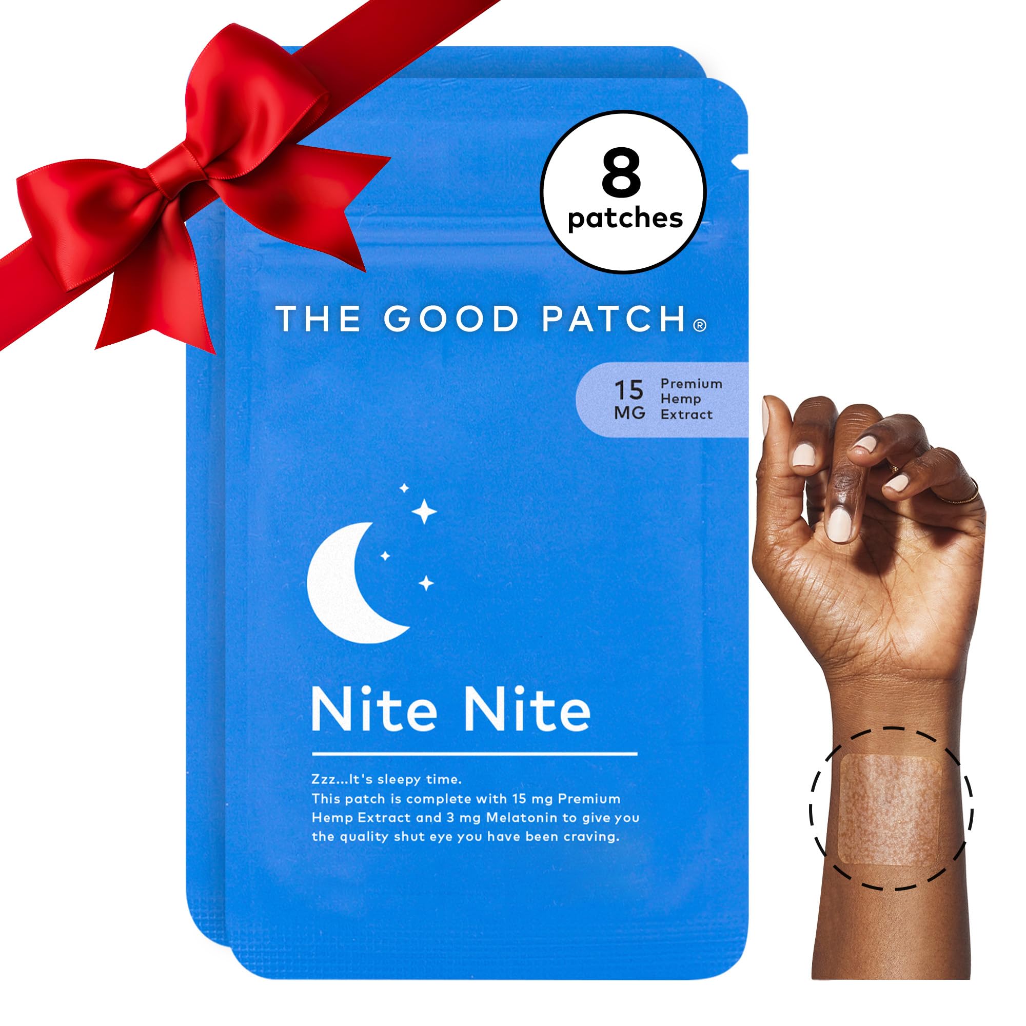The Good Patch Nite Nite Sleep Patch Support with Hemp and Melatonin, Sustained Release, Natural Patch, Plant Powered Wearable Wellness (8 Total Patches)