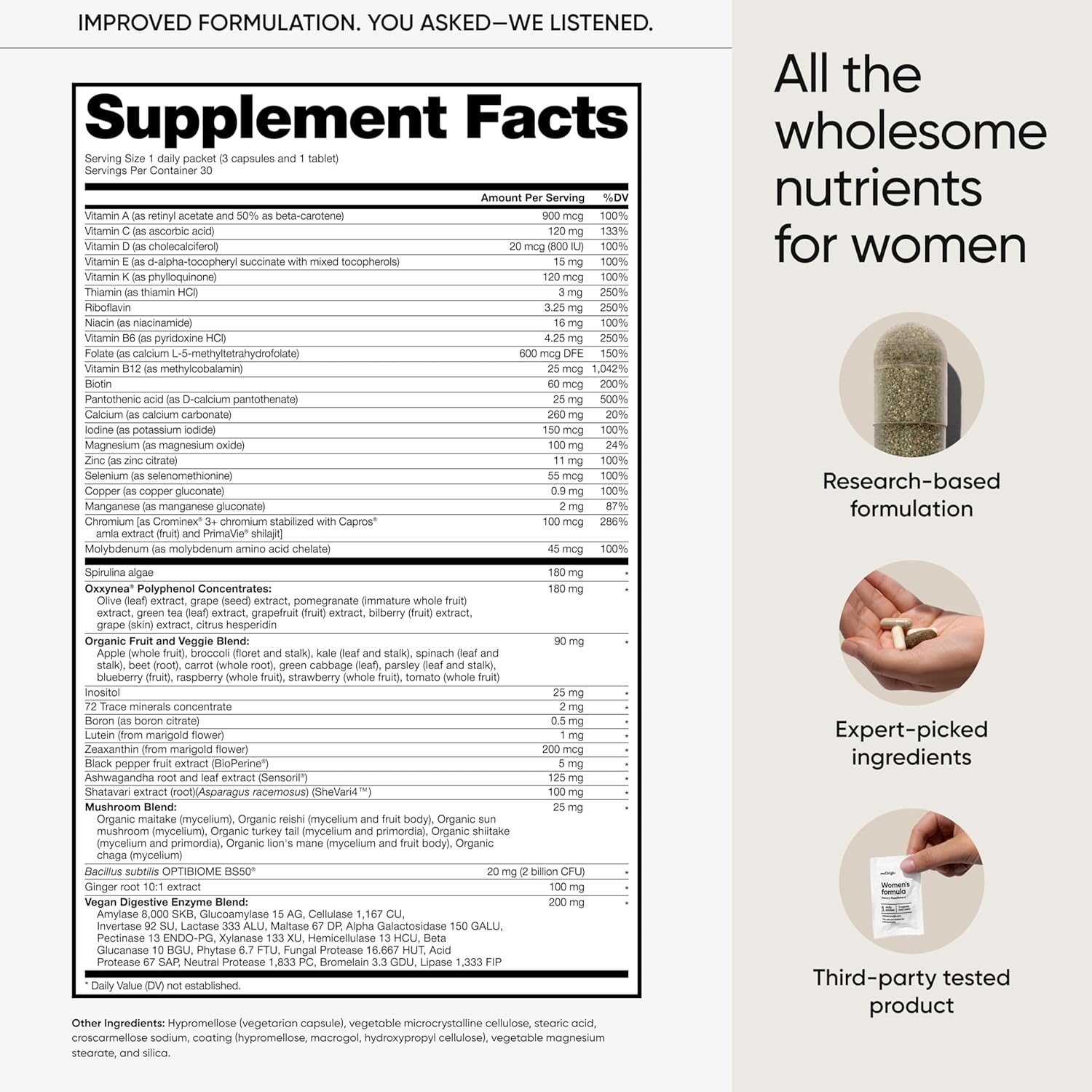 Multivitamin for Women, All-in-One Supplement Complex with Vitamin B12, A, C, Biotin, D, E, Folate, Magnesium — 77 Nutrients for Overall Women's Health, Hair & Skin, Energy, 30 Day Supply - Image 5