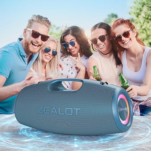 Miniatura 7 de ZEALOT Altavoz Bluetooth inalámbrico portátil de 120 W para exteriores con subwoofer, IP67 impermeable, ecualizador, luz LED, BT 5.3, 40 horas de