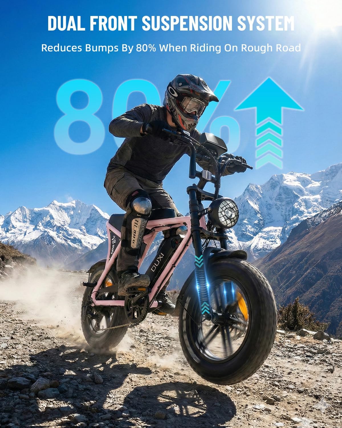 OUXI V8 Series Electric Bike for Adults, Peak 500W/1000W,20/31 MPH, 10.4/15/30 AH Removable Battery, 16''/20" Fat Tire Electric Bike,7-Speed Gear Electric Bicycles,Ebike Moped for Commuting & Off-Road