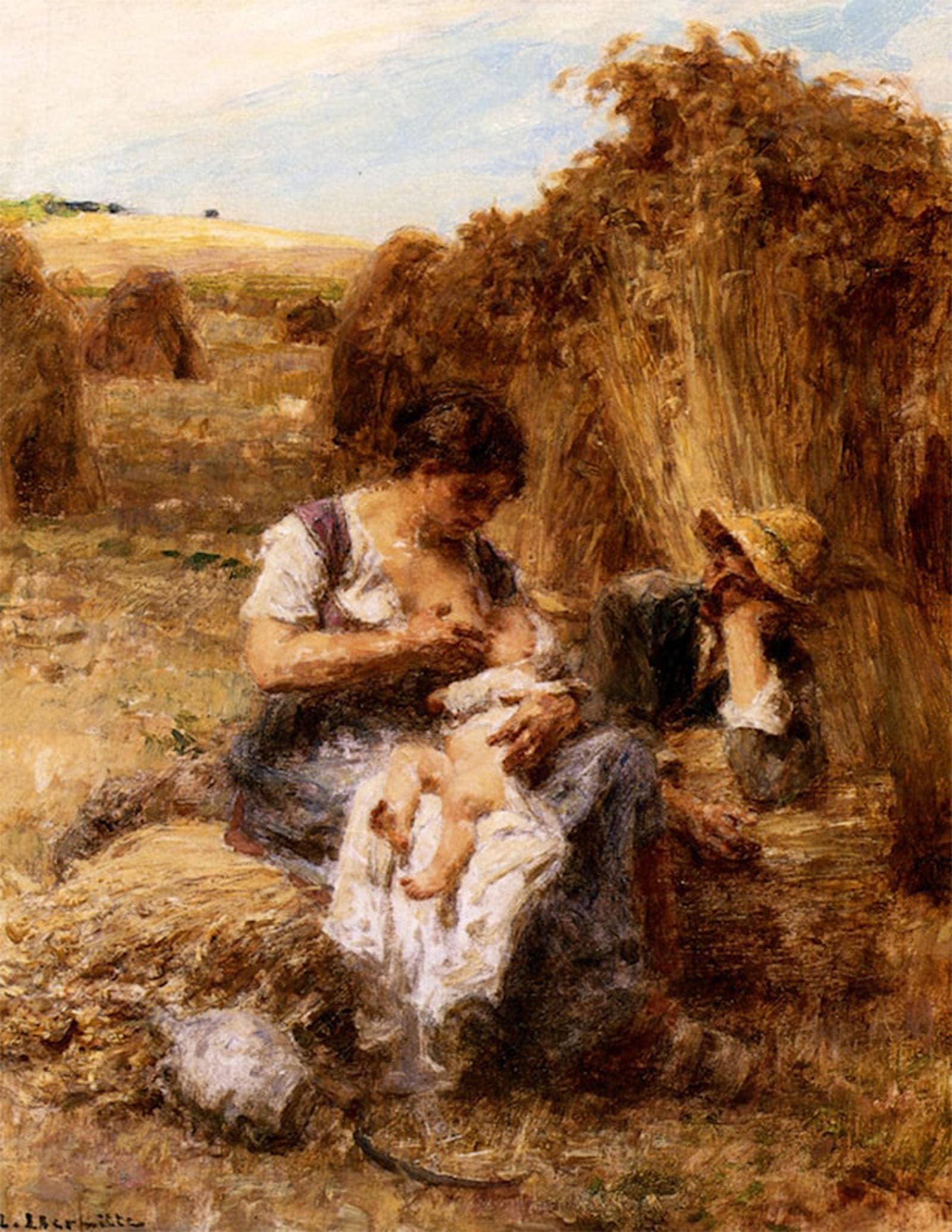 POSTERIIk Vintage Classic Picture Landscape Artwork Maternite by Leon-augustin L'hermitte Portrait Canvas Painting for Office Home Decor 60x90cm