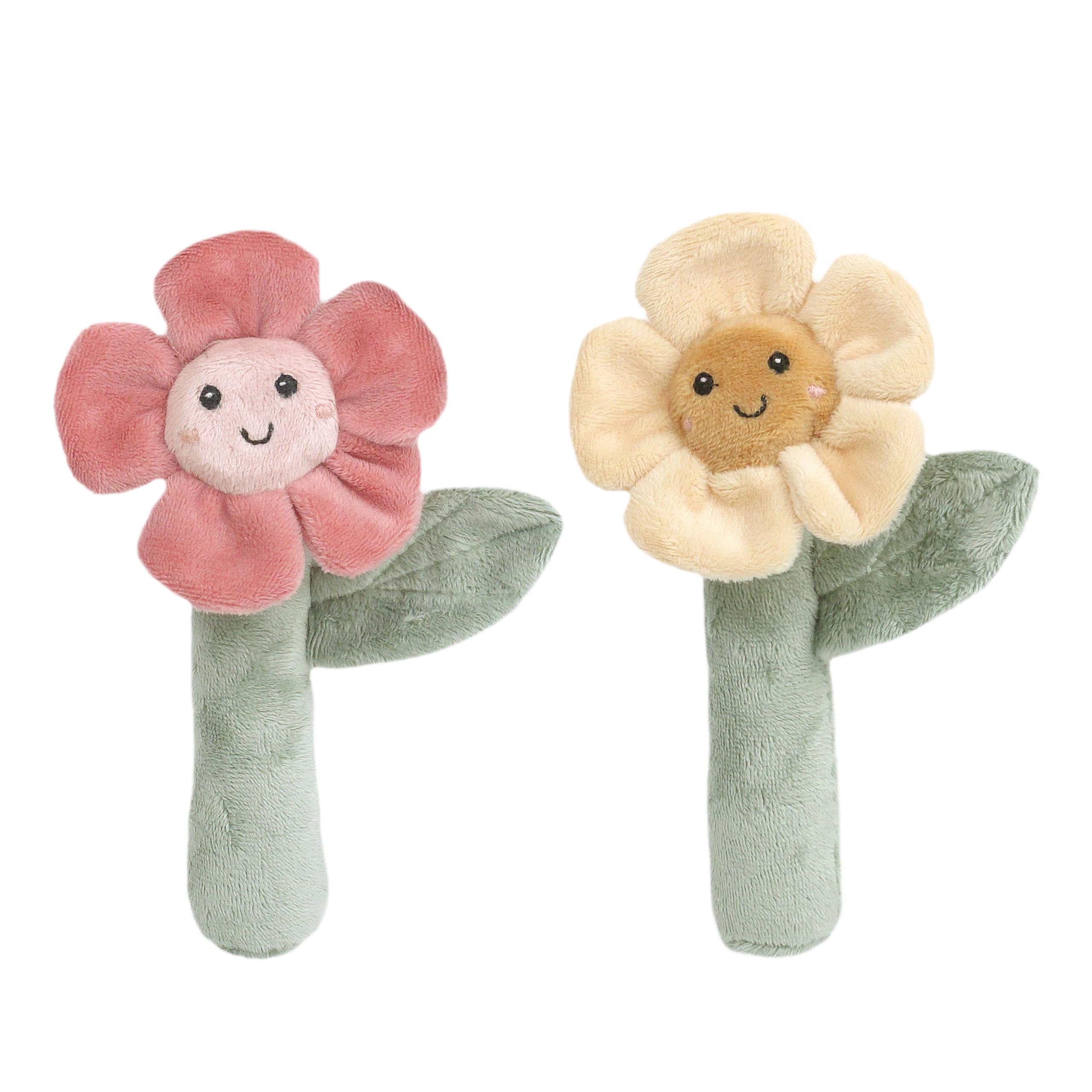 MON AMI Flower Baby Rattle Set 6.25"/16cm, Multi, 2Pc Flower