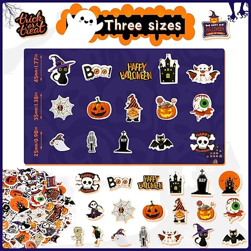 Miniatura 2 de JULBEAR Calcomanías de espuma de Halloween a granel, 300 piezas de calabazas, gatos, fantasmas, murciélagos, monstruos, patrón de impresión a color,