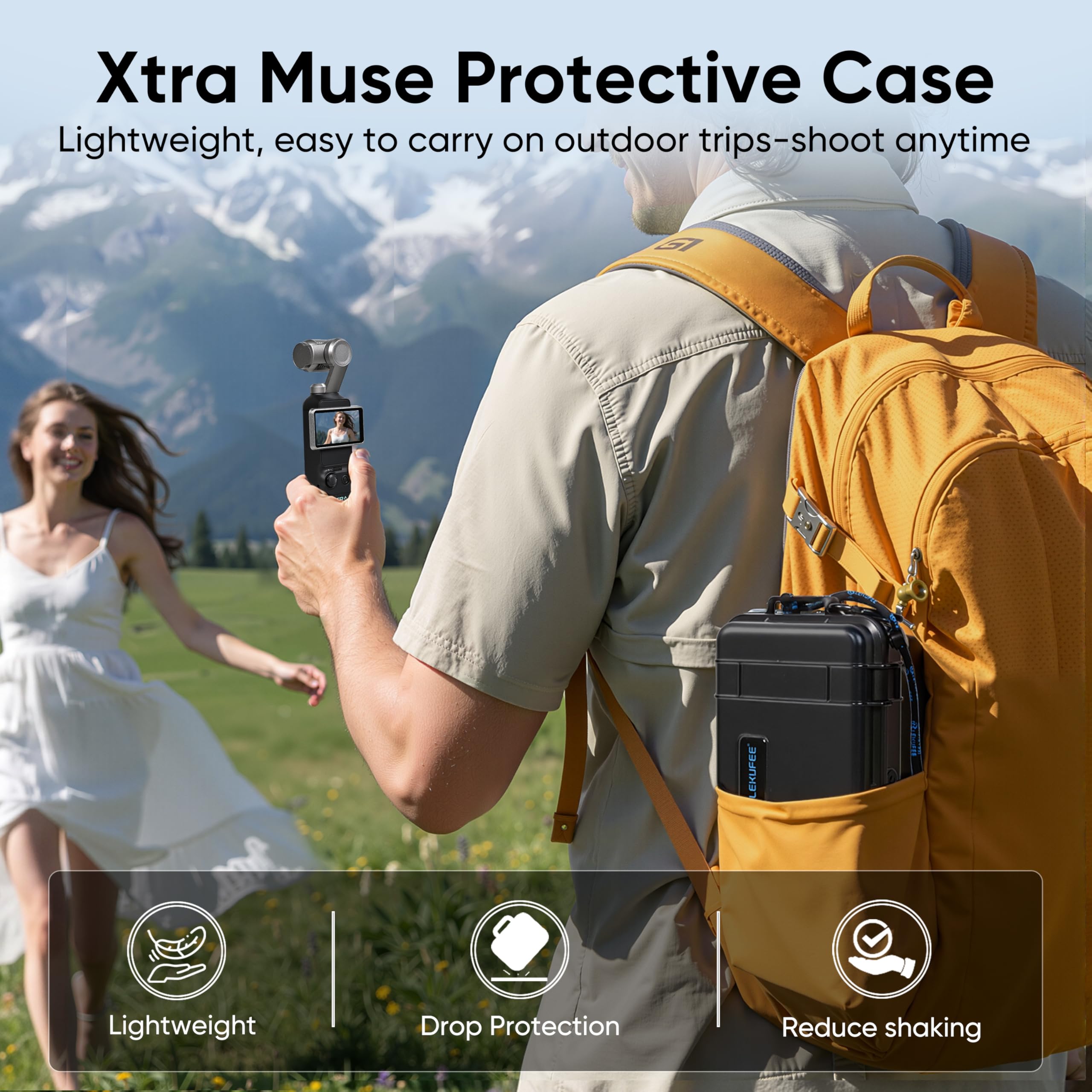 Lekufee Custodia rigida portatile impermeabile per videocamera digitale Xtra Muse e accessori, custodia protettiva antiurto per il trasporto, nera (solo custodia)